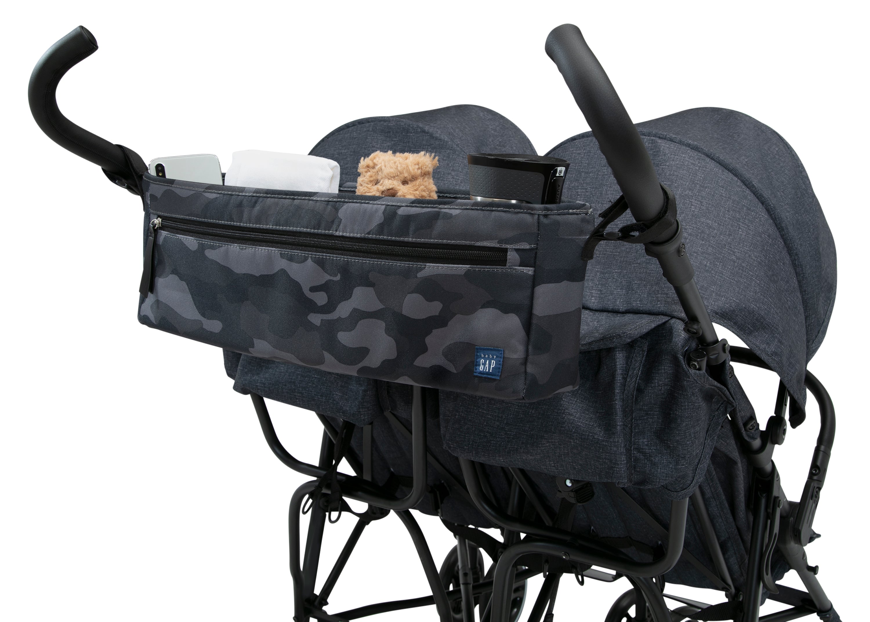 BabyGap Classic Parent Organizer for Double Stroller - Convenient Storage for Diapers, Bottles & Essentials - Perfect for Shopping, Travel & Family Outings