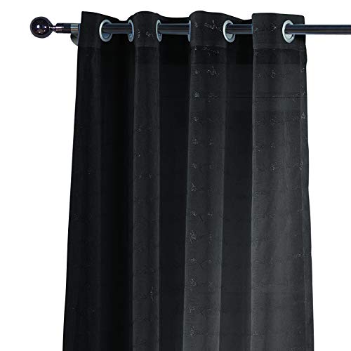 Kensie Minikini 54x84 Inch Black Solid Window Curtain Panel Set - Perfect for Bedroom, Living Room & Home Decor