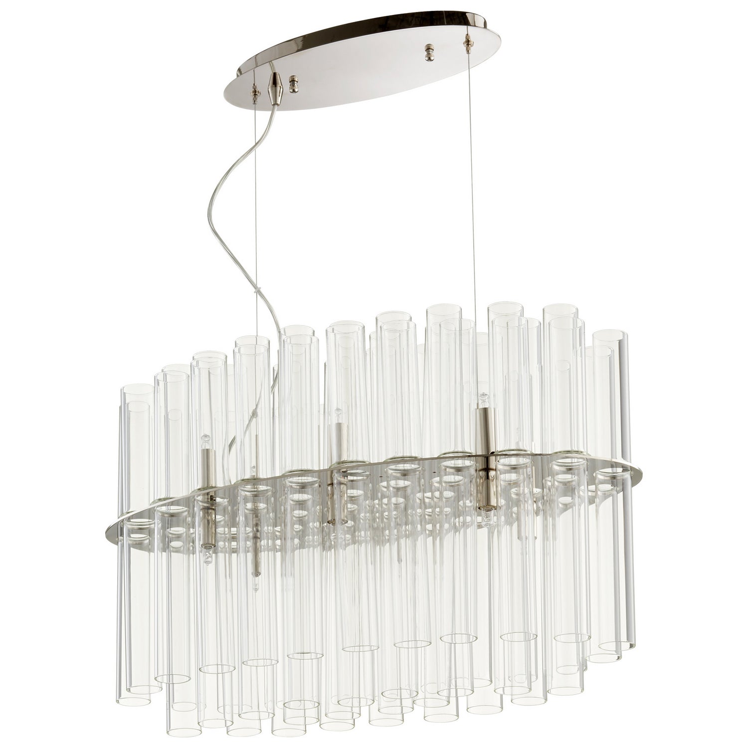 12-Light Pendant Chandelier in Polished Nickel Finish - Modern Dining Room Lighting for Kitchen Island or Entryway