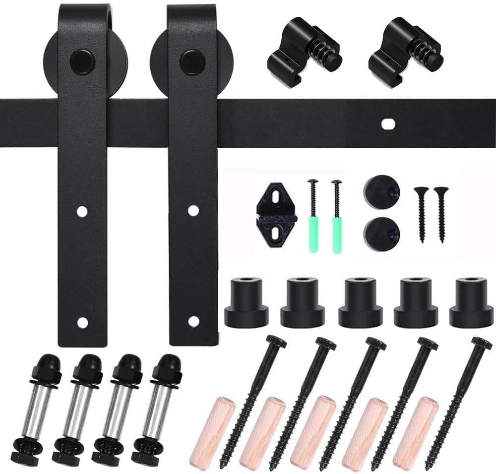 TSMST 6FT Heavy Duty Sliding Barn Door Hardware Kit - 2 PCS Spliced Track for 36