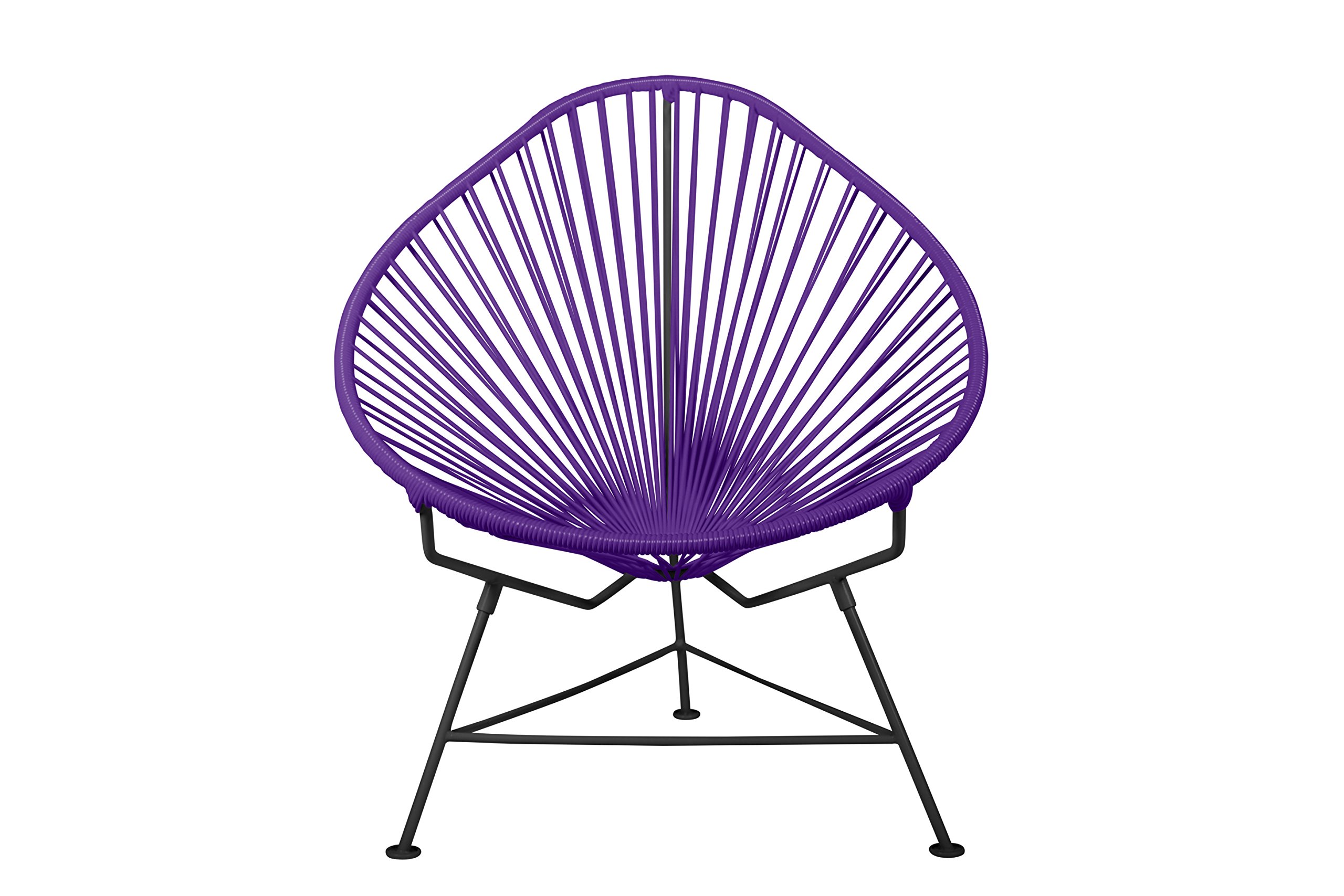 Innit Designs Baby Acapulco Chair - Purple Woven Rattan on Black Metal Frame, Perfect for Nursery, Patio, and Indoor Kids' Play Area