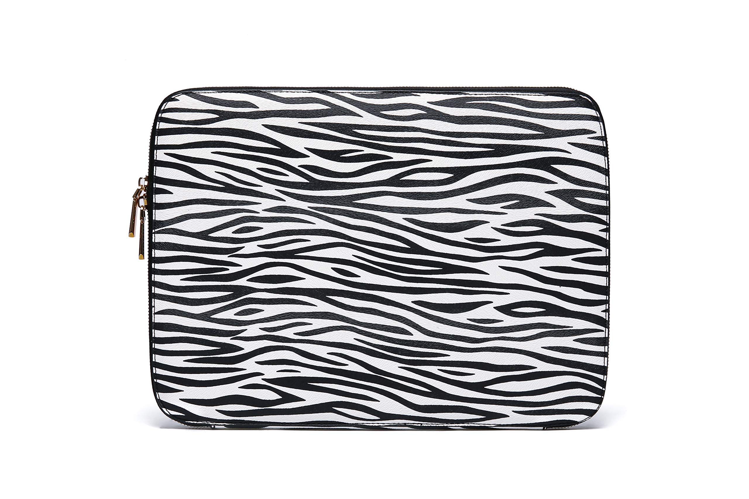 Premium 13 Inch Laptop Sleeve - Shock-Absorbent Vegan PU Leather Case with Daisy Rose & Zebra Print - Protective Cover for MacBook Air/Pro, Chromebook - Perfect for Work, Travel & School Accessories