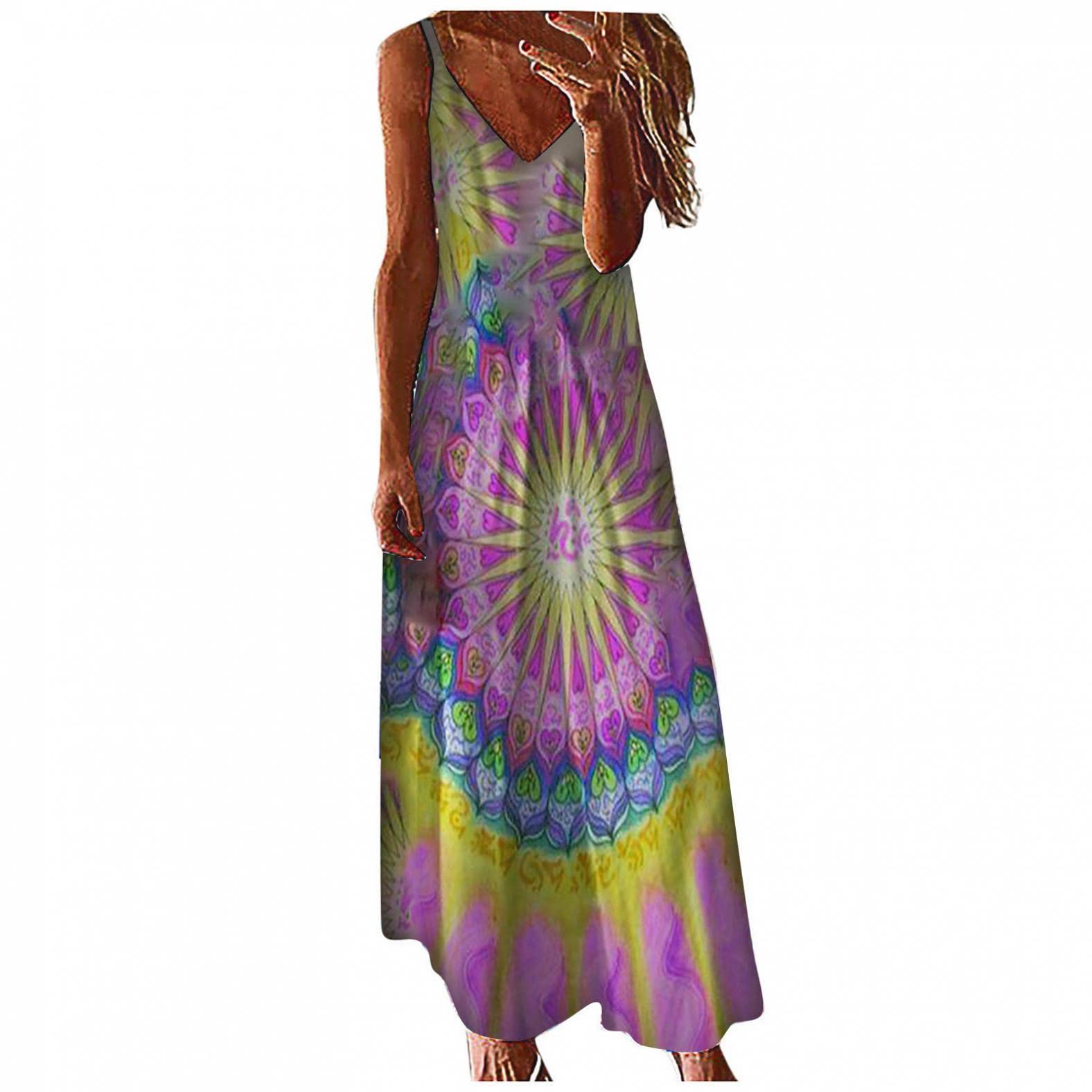 BAGELISE Women's Maxi Dress - Boho Halter Neck Summer Dress for Beach & Vacation
