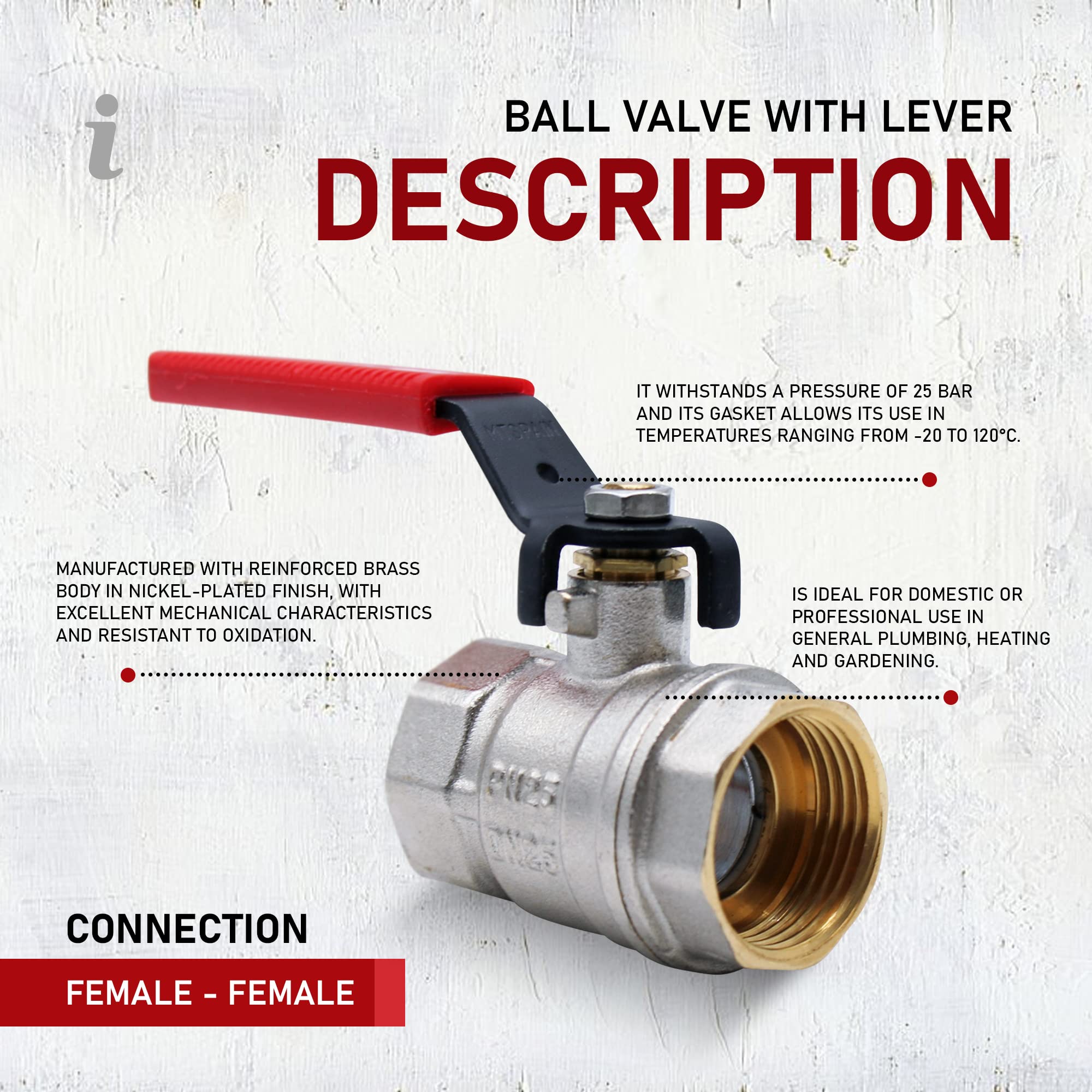 DOJA Barcelona | 2-Piece Ball Valve Lever Handle | 1/2