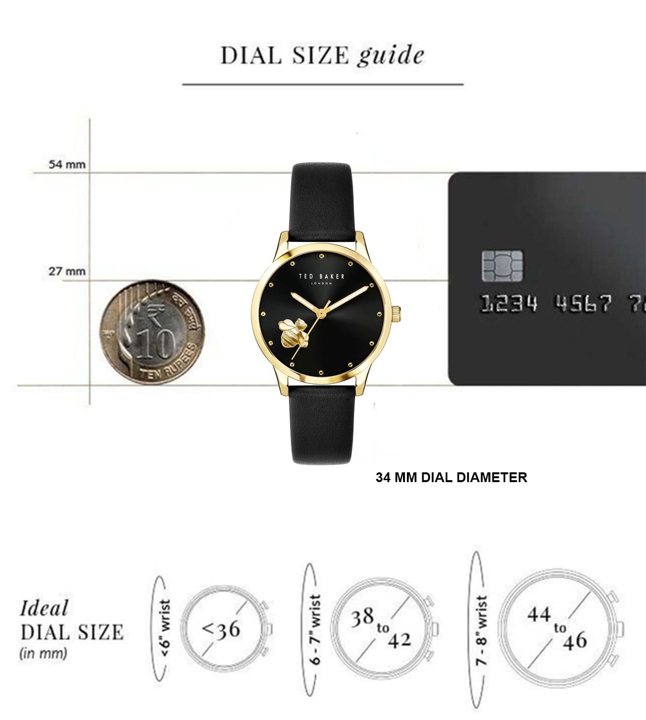 Ted Baker Fitzrovia Bumble Bee Black Leather Strap Watch for Men - BKPFZF2059I - Stylish Analog Quartz Wristwatch with Gold-Tone Case, Perfect for Business, Casual & Formal Occasions