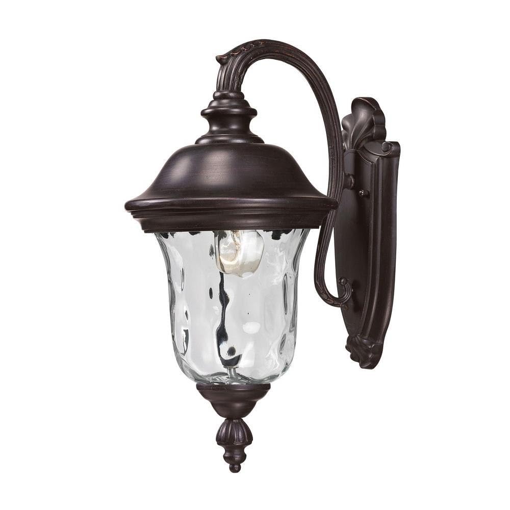 Z-Lite 534S-RBRZ Armstrong Outdoor Wall Light - Durable Aluminum Frame with Bronze Finish & Clear Water Glass Shade - Perfect for Porch, Patio, Garden, and Exterior Home Lighting