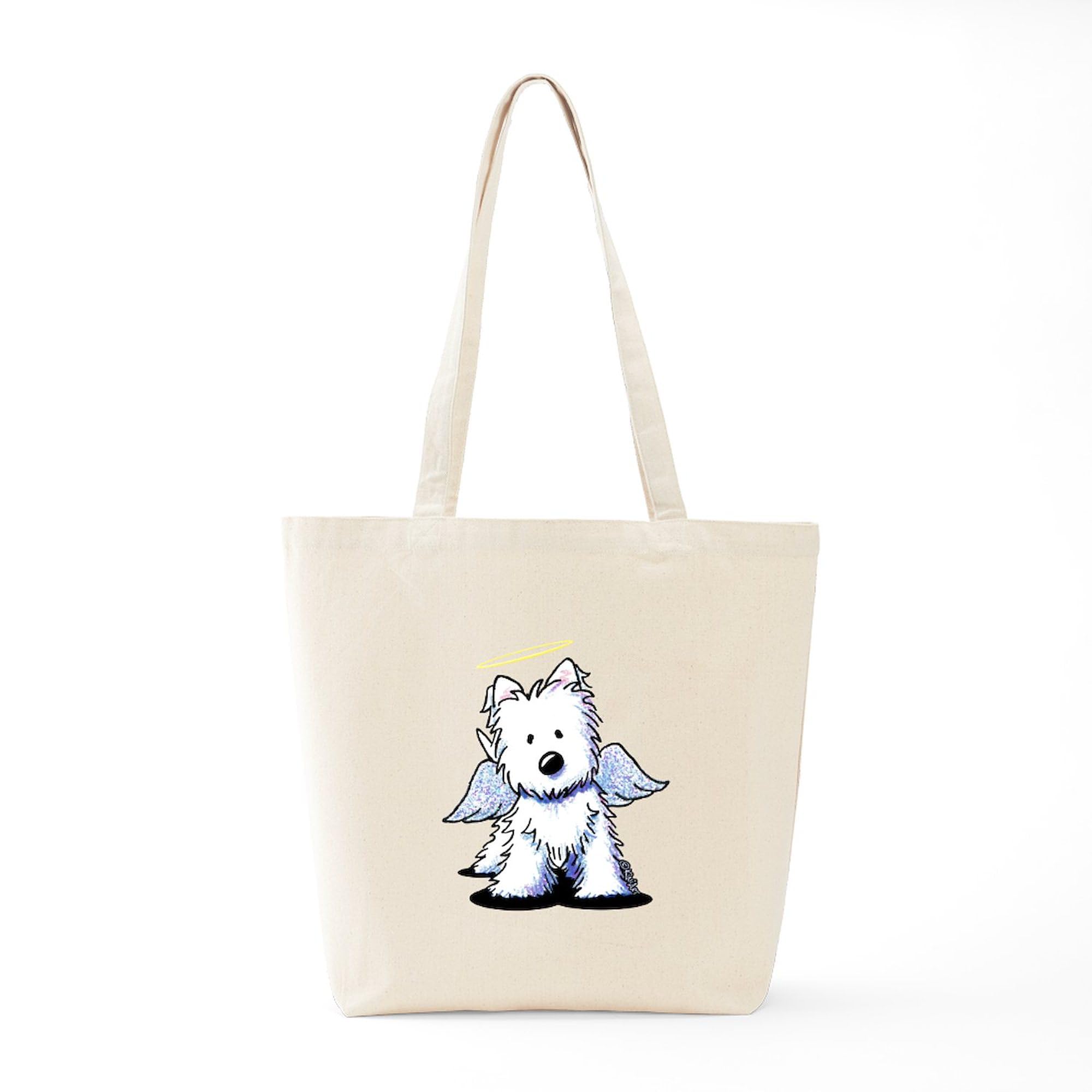 Westie Angel Tote Bag - Natural Canvas Reusable Shopping Bag for Women | Eco-Friendly Grocery Tote for Beach, Market & Everyday Use