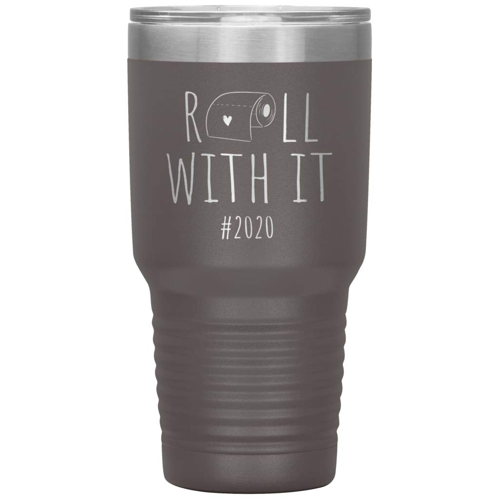 2020 Laser Etched 30oz Stainless Steel Tumbler with Funny Toilet Paper Design - Pewter Color | Great for Office Pranks, Gag Gifts & Coffee Lovers