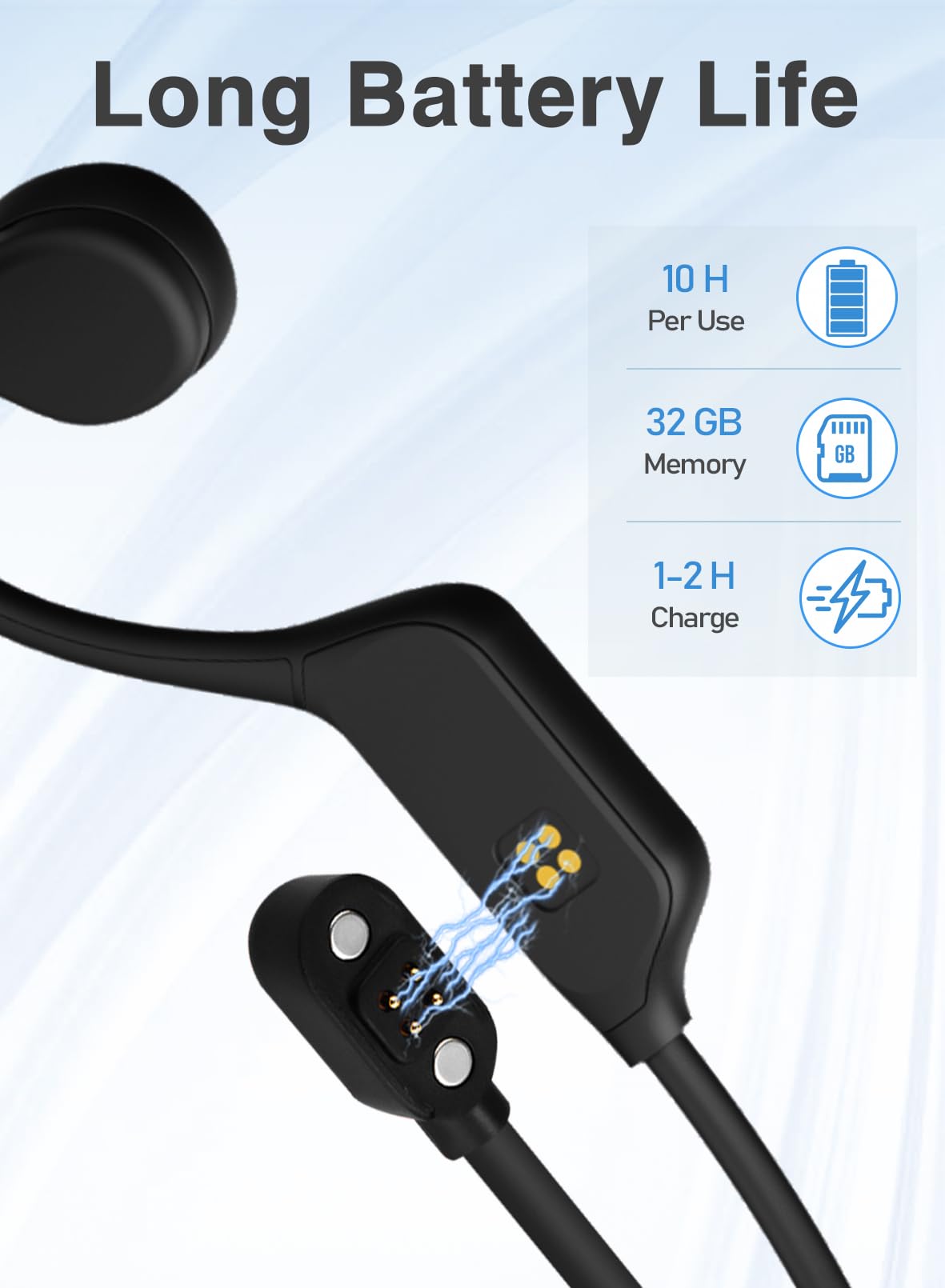 Wireless Bone Conduction Headphones Bluetooth 5.3 with IPX8 Waterproof - Perfect for Swimming, Running, Cycling & Driving - Sweatproof Open-Ear Sport Headset for Gym, Workout & Outdoor Activities