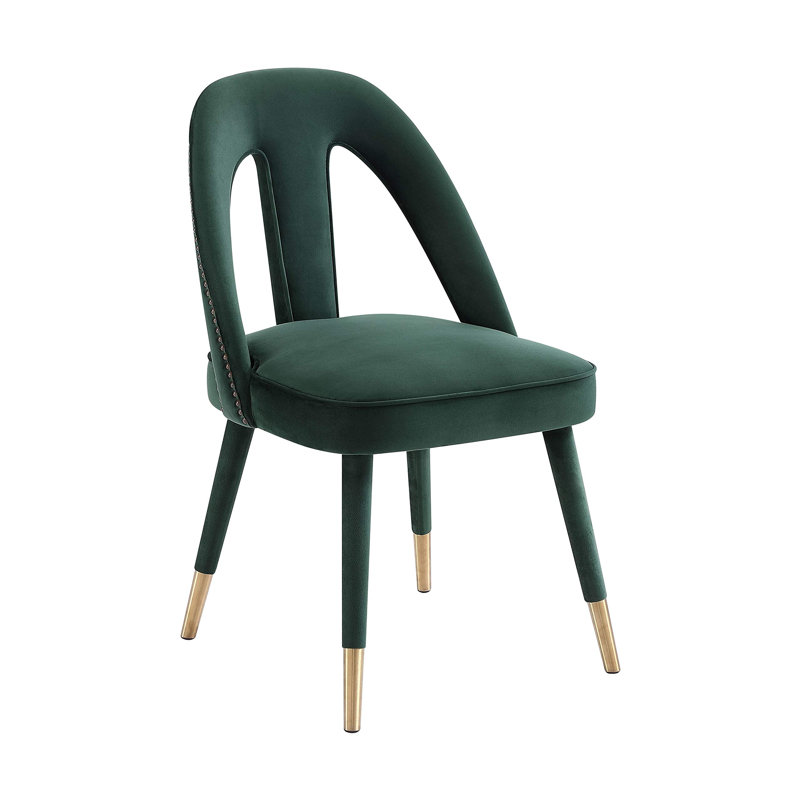 TOV Furniture Petra Contemporary Velvet Upholstered Dining Chair with Nailhead Trim - 20.5 Inch Modern Dining Room Chair in Forest Green - Perfect for Home Dining Sets, Kitchen Tables, and Restaurant Decor