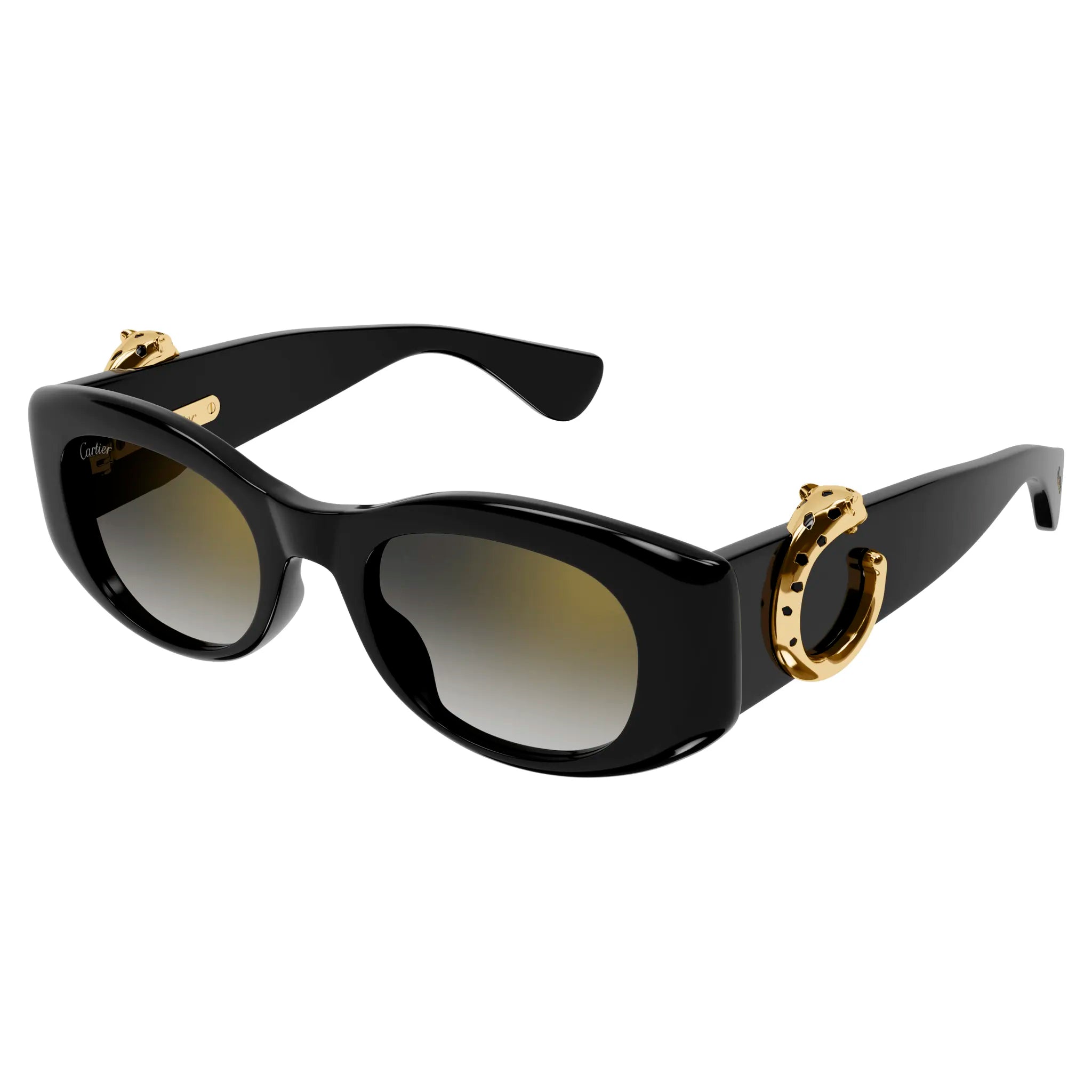 Cartier CT0472S 001 C Panthere De Cartier Black Grey Polarized Sunglasses for Women - Luxury UV Protection Shades for Driving, Beach & Outdoor Fashion