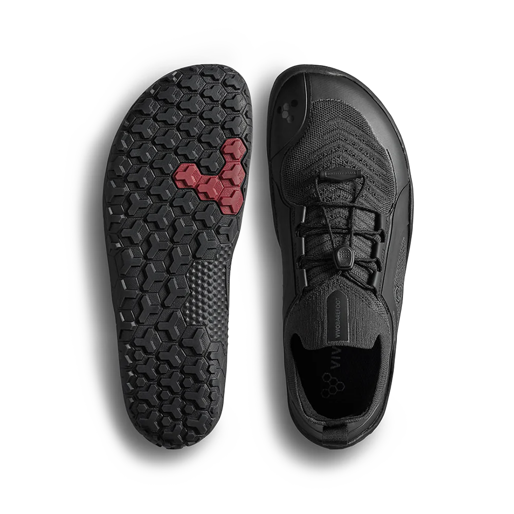 Vivobarefoot Primus Trail Knit FG Women's Hiking Shoes - Obsidian Color | Barefoot Trail Running & Outdoor Adventure Footwear for Women