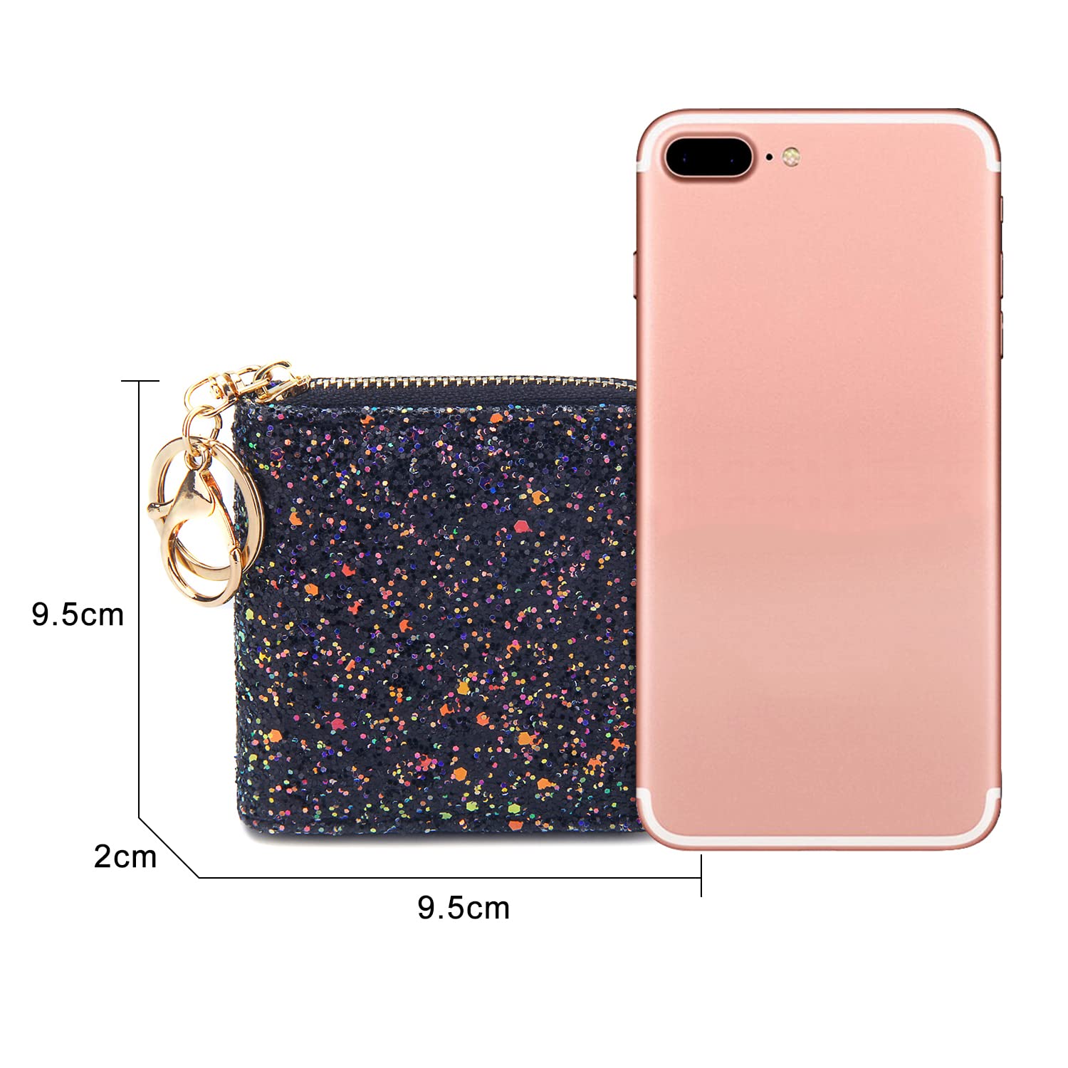 GEEAD Small Glitter Wallet for Women & Girls - Mini Coin Purse with Key Ring | Perfect for Parties, Travel & Everyday Use