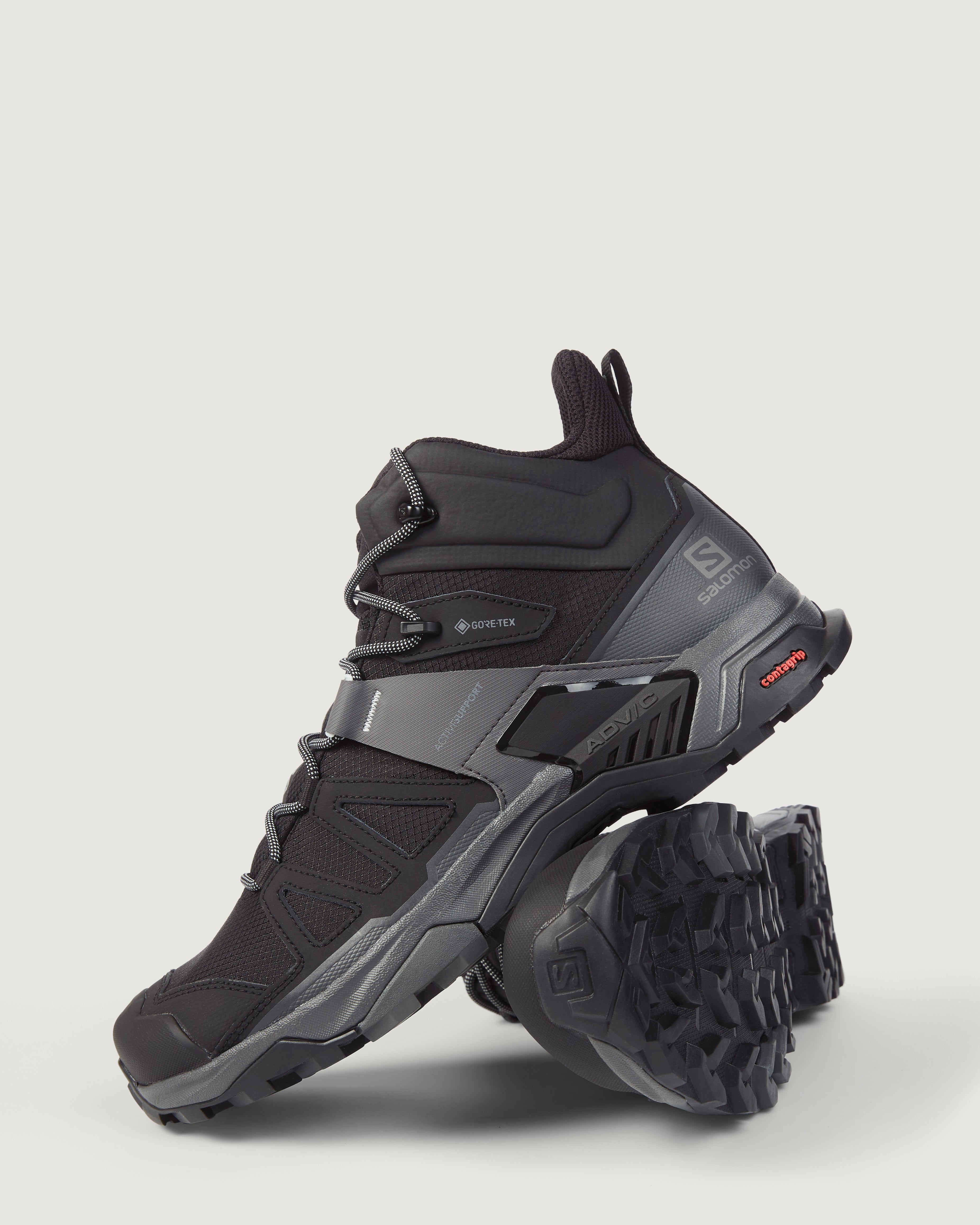 Men's Salomon X Ultra 4 GORE-TEX Mid Waterproof Hiking Boots Wide Width - Black/Magnet/Pearl Blue for Outdoor Trekking & Mountain Adventures