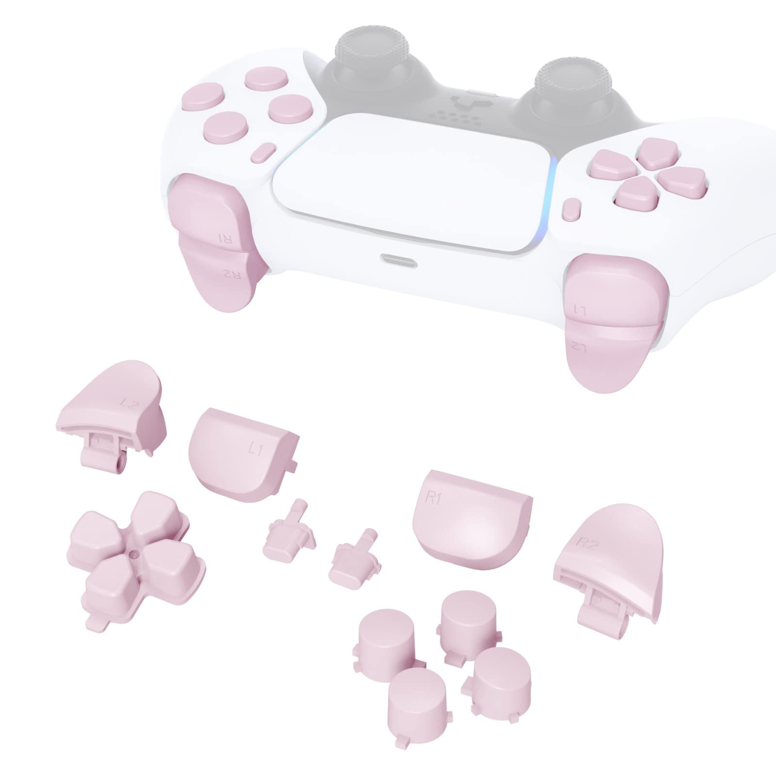 eXtremeRate Cherry Blossom Pink PS5 Controller Button Set - Replacement D-Pad, R1 L1 R2 L2 Triggers, Share & Face Buttons for BDM-010 & BDM-020 - Perfect for Gaming, Customization & Controller Repair