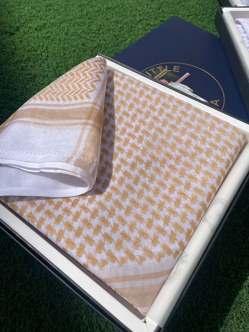 Muted Golden Beige Keffiyeh Scarf - 55