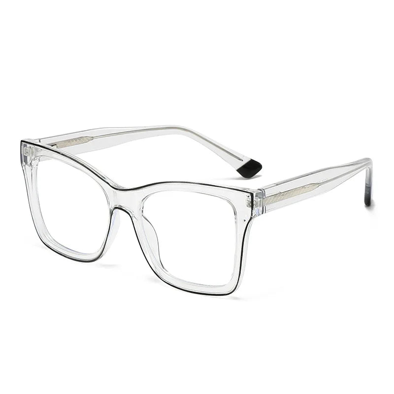 CCspace Women's Full Rim Square Cat Eye Polycarbonate Eyeglasses Frame - Lightweight & Durable for Work, Reading & Fashion (Style 301337)