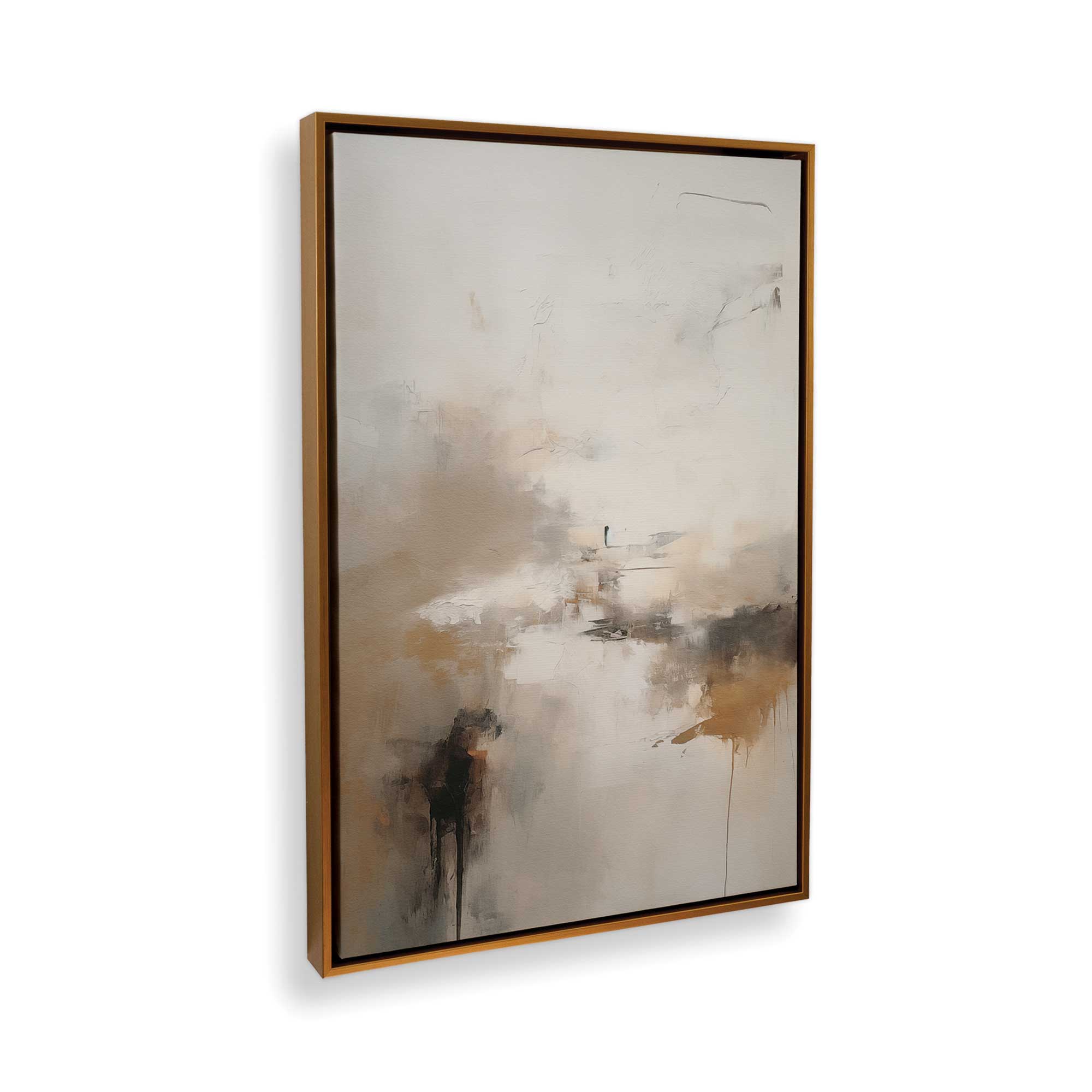 Gentle Gilded Gust I - Modern Abstract Canvas Wall Art Print - Perfect for Living Room, Bedroom & Office Decor
