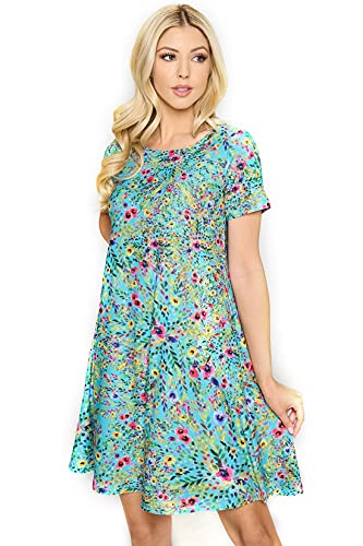 Blossoming Floral Print Aquamarine