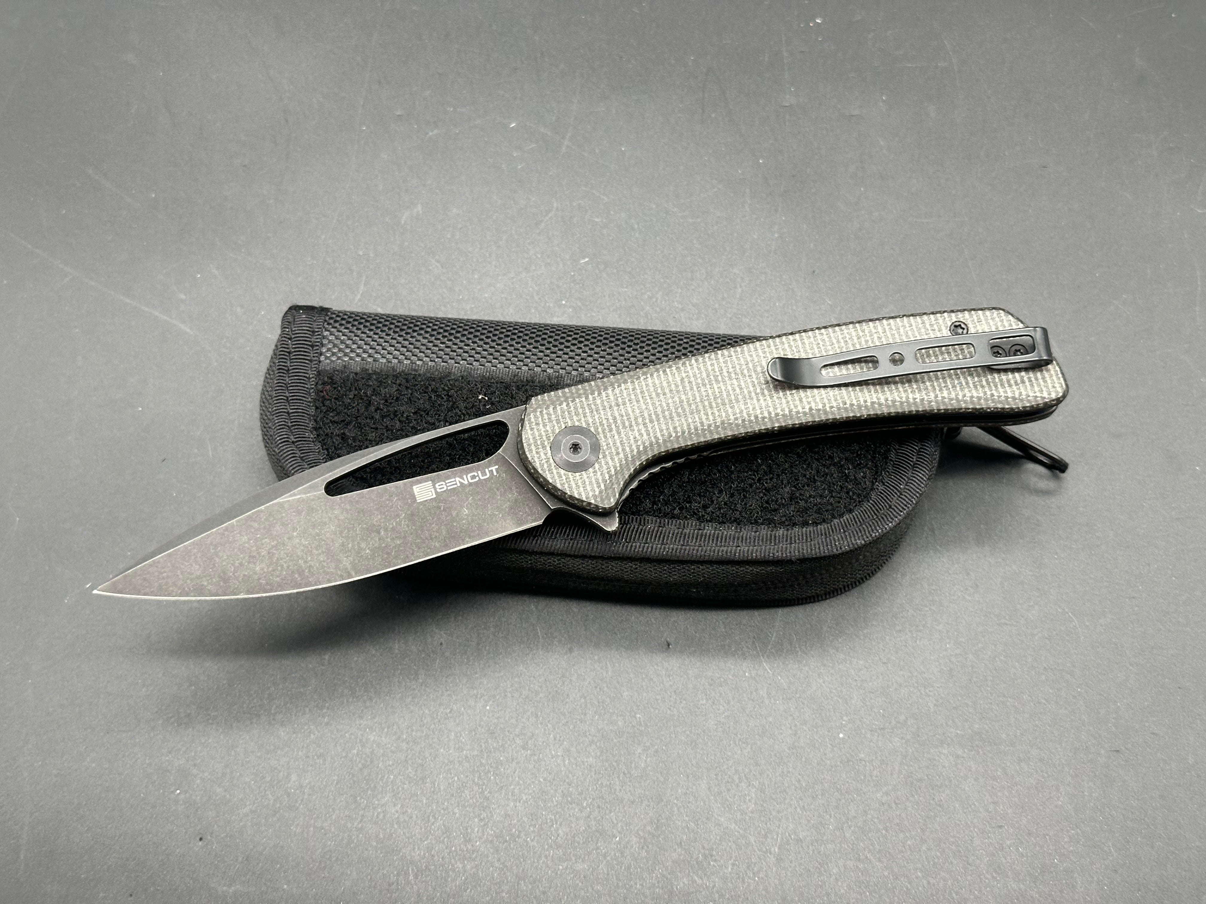 SENCUT Honoris Flipper Knife - Black Micarta Handle, 3.47