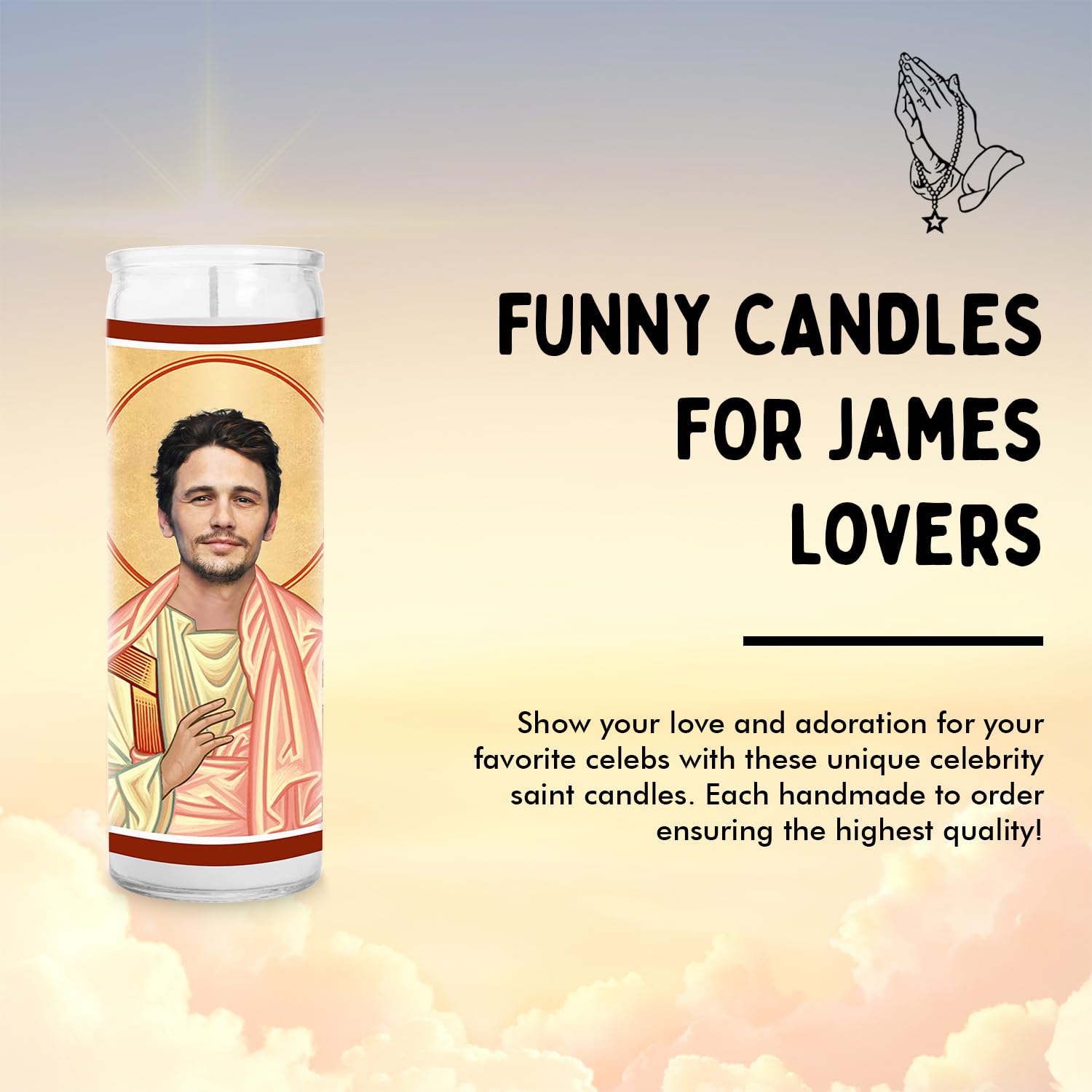 James Celebrity Candle - Saint Edward Glass Votive Candle | Handmade in USA | Perfect Gift for James Fans & Movie Lovers | Home Decor, Meditation & Romantic Ambiance