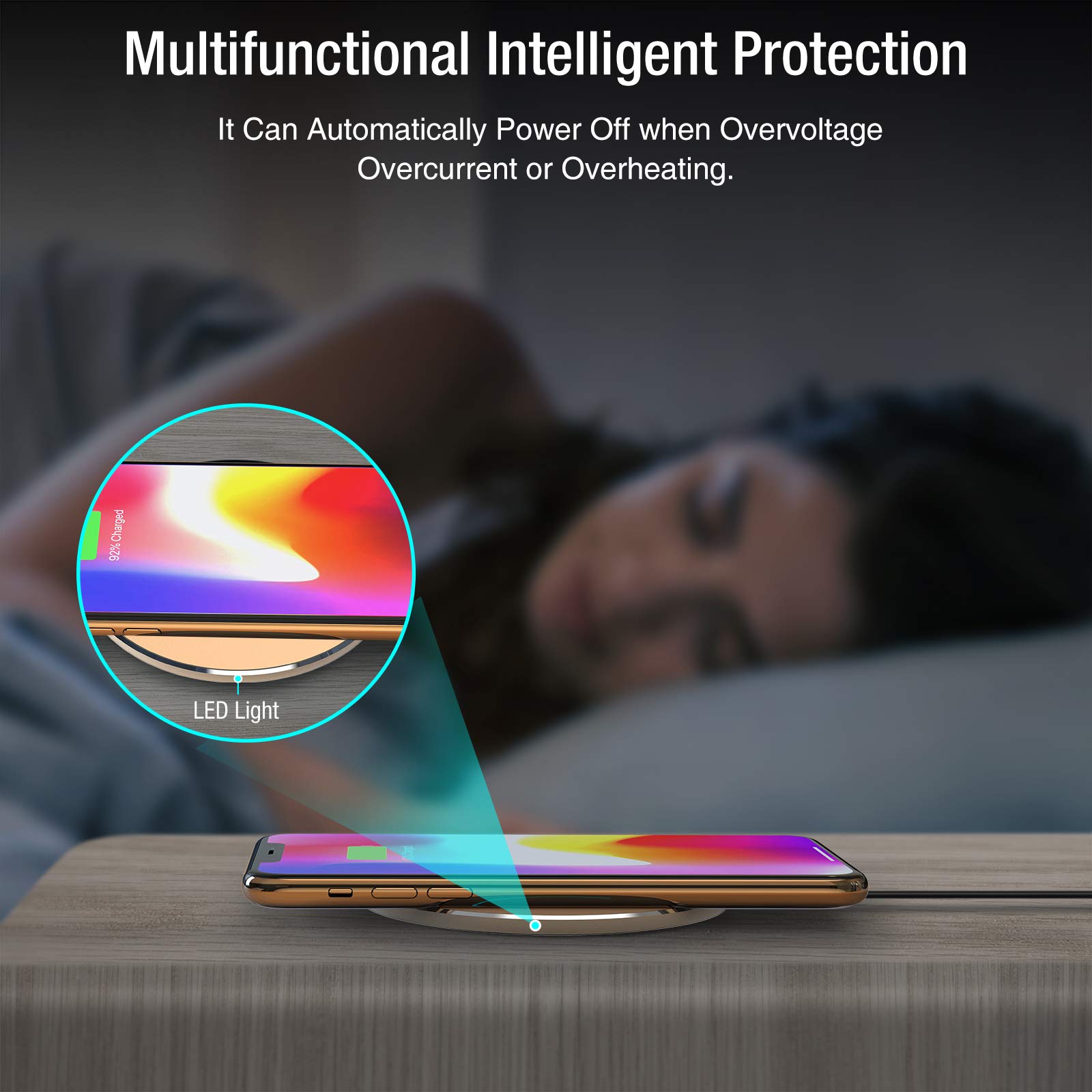 TOZO 2025 Upgraded 15W Max Fast Wireless Charging Pad - Compatible with iPhone 16/16 Plus/16 Pro Max/15/14/13/SE/12 & Samsung Galaxy S24/S23/S22 Series - Qi-Certified Charger for Bedside, Office & Car (Champagne, No AC Adapter Included)