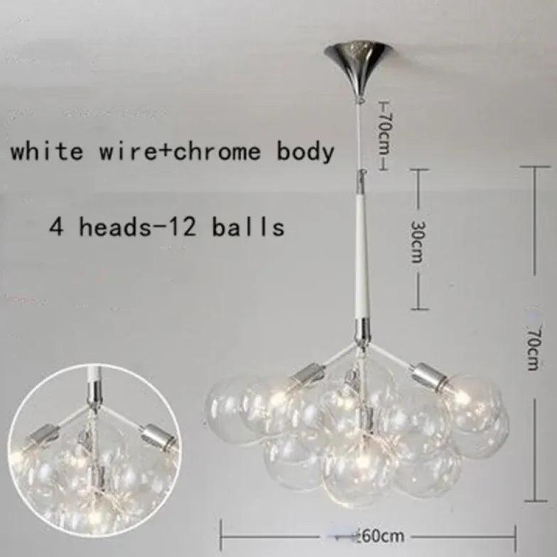 Elegant Transparent Glass Bubble Chandelier - Modern Artistic Lighting Fixture for Dining Room, Living Room & Bedroom Decor