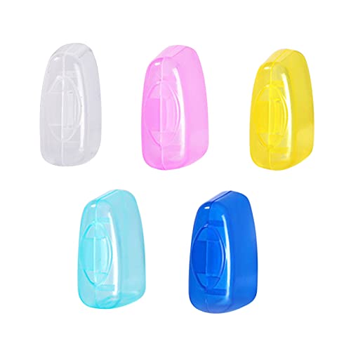 5-Pack Toothbrush Head Covers - Plastic Toothbrush Protector Case with Clip for Travel & Home Use | Hygienic Bathroom Storage for Family & On-the-Go