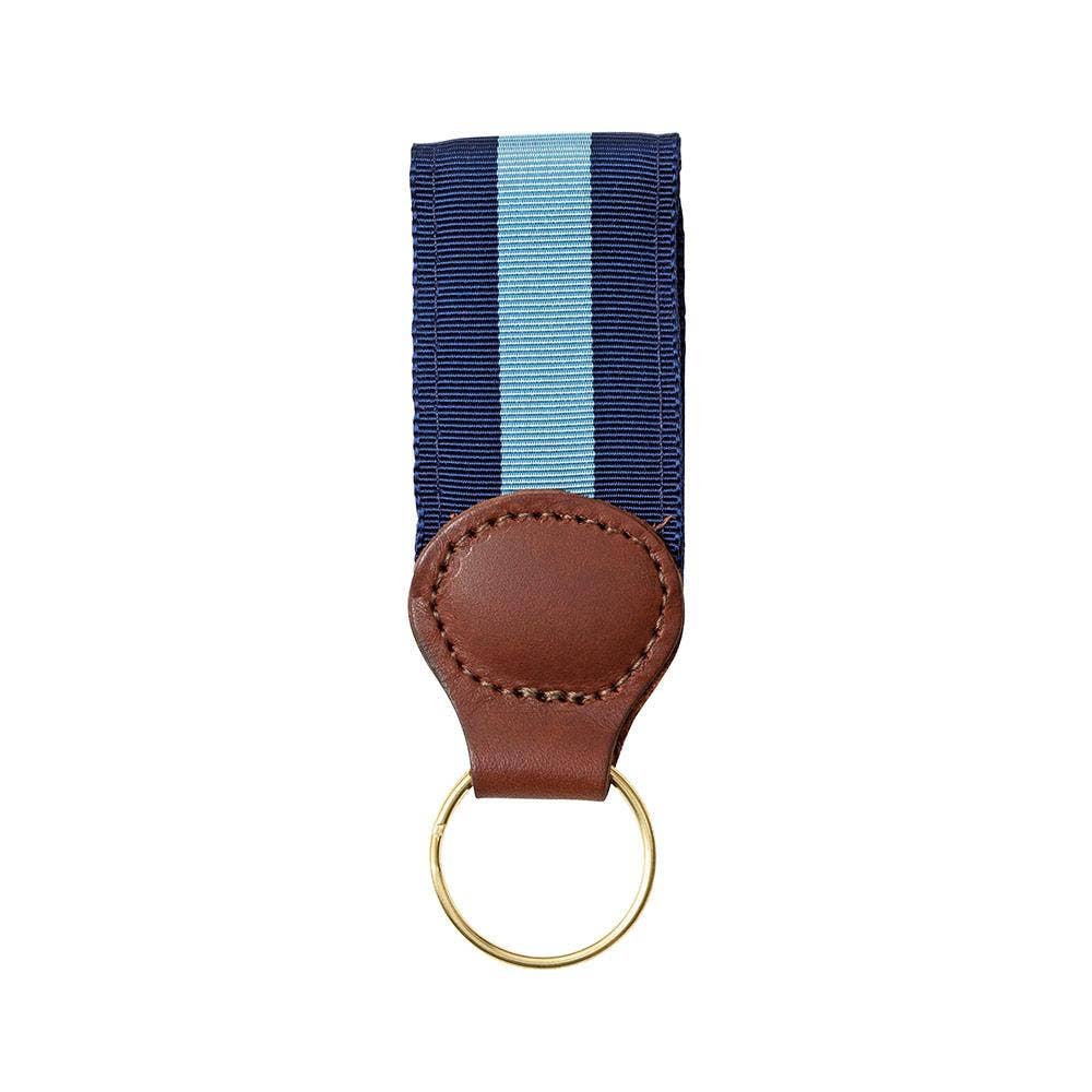 Barron's Hunter Navy & Light Blue Grosgrain Ribbon Key Fob - Premium Keychain for Keys, Bags & Gifts - Perfect for Home, Office & Travel Accessories