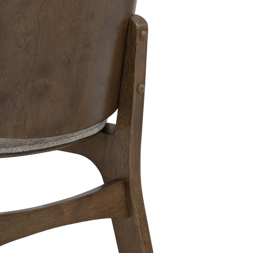 ERZA Modern Dining Chair - Solid Walnut Wood Frame & Grey Upholstery - Comfortable Kitchen, Dining Room, or Office Chair for Home Decor
