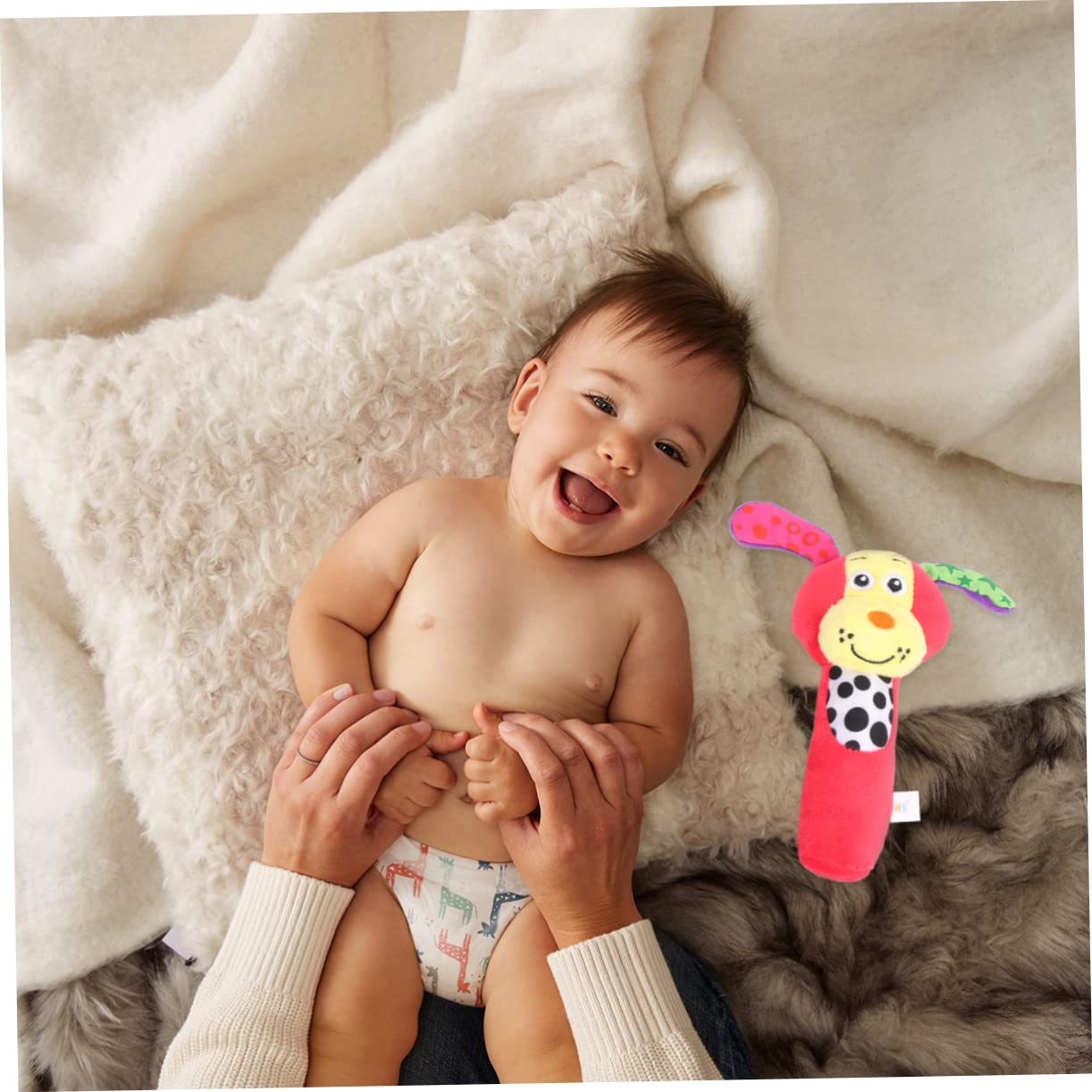 VICASKY Baby Crib Hanging Toy with Bell - Red Rattles & Car Stroller Toy for Newborns | Nursery Decor, Infant Development & Travel Entertainment