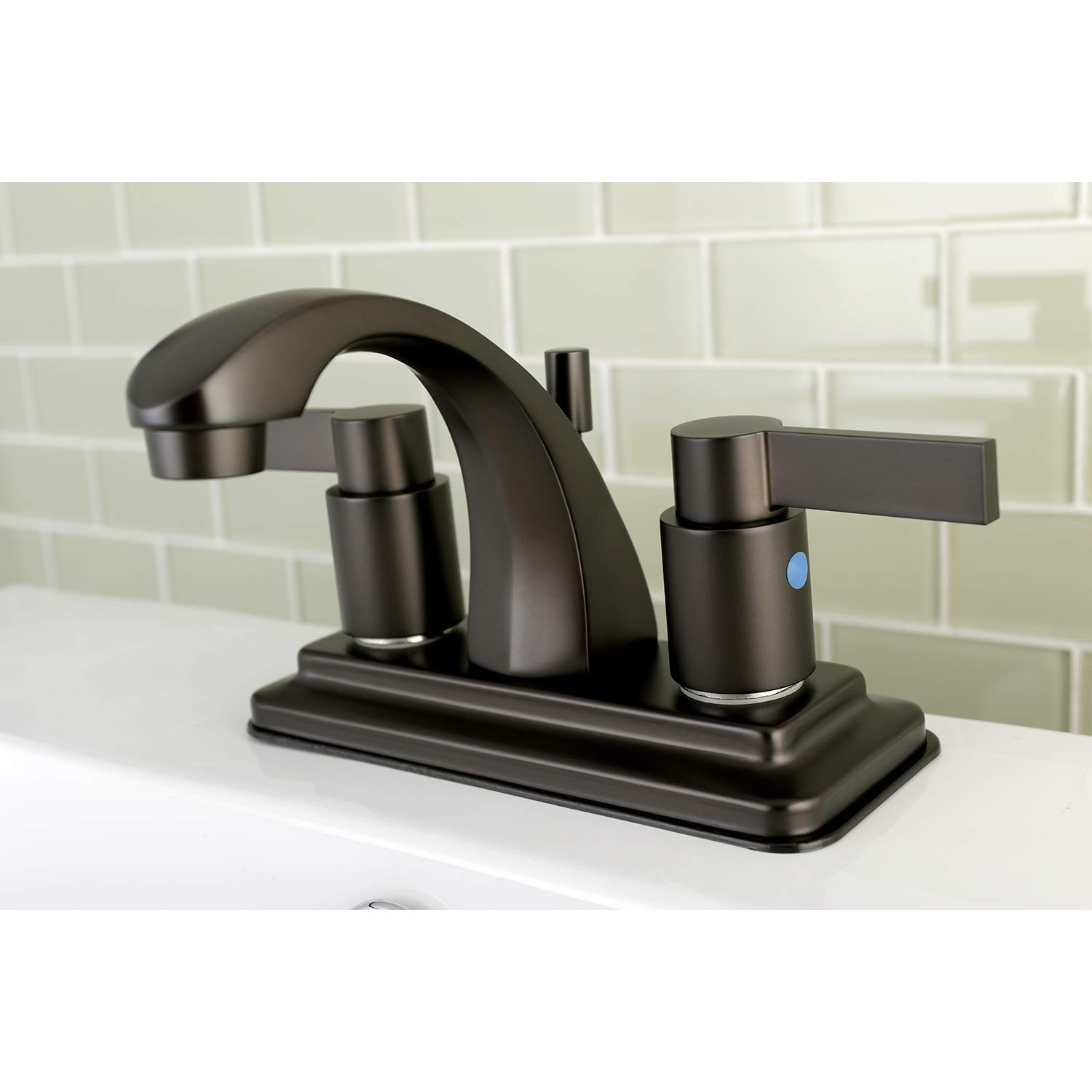 Kingston Brass KB4645NDL NuvoFusion 4-Inch Centerset Bathroom Sink Faucet, Oil Rubbed Bronze Finish, 3-7/8
