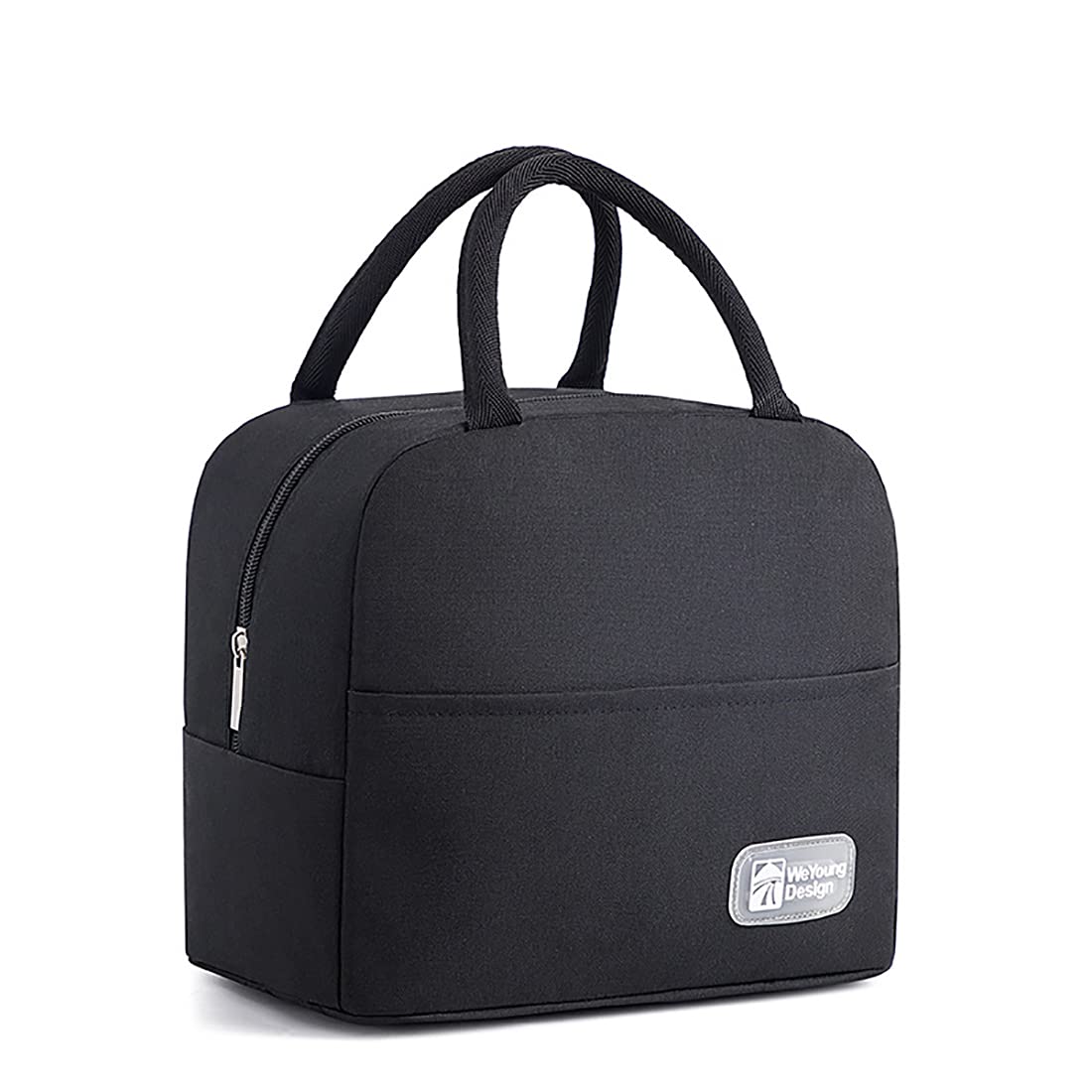Stylish Black Insulated Lunch Bag for Kids, Teens & Adults - Small Reusable Lunch Box for School, Work & Picnics - Perfect for Girls, Boys, Women & Men - Ideal for Office, Outdoor & Daily Use