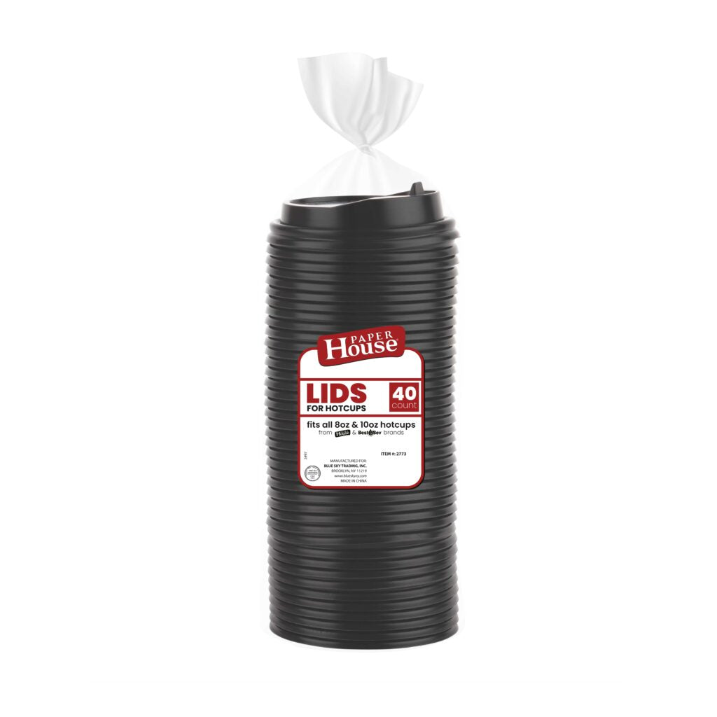 40 Pack Black Disposable Hot Cup Lids - Leak-Proof & Durable for Coffee, Tea, and Hot Beverages - Perfect for Coffee Shops, Offices, and Takeout