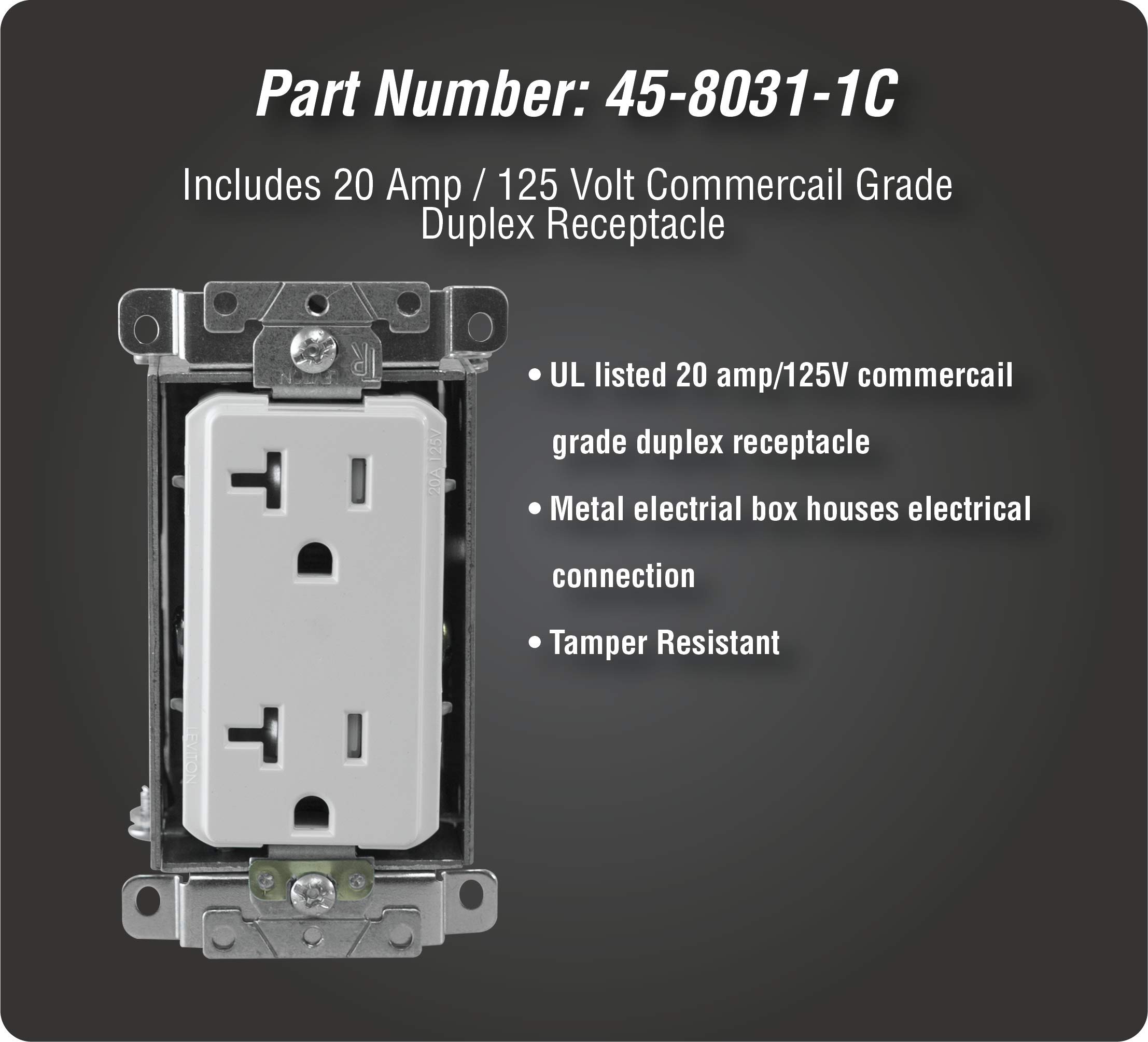 DATA COMM Electronics 45-8031-1C Recessed Media Box with 20A Duplex Outlet - Wall Mount TV Cable Management Solution for Home Theater & Office Setup