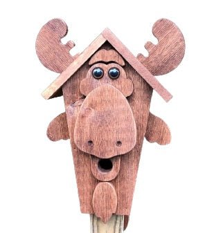 Handmade Rustic Moose Birdhouse - Amish Crafted Mushroom Wood House for Garden & Outdoor Decor