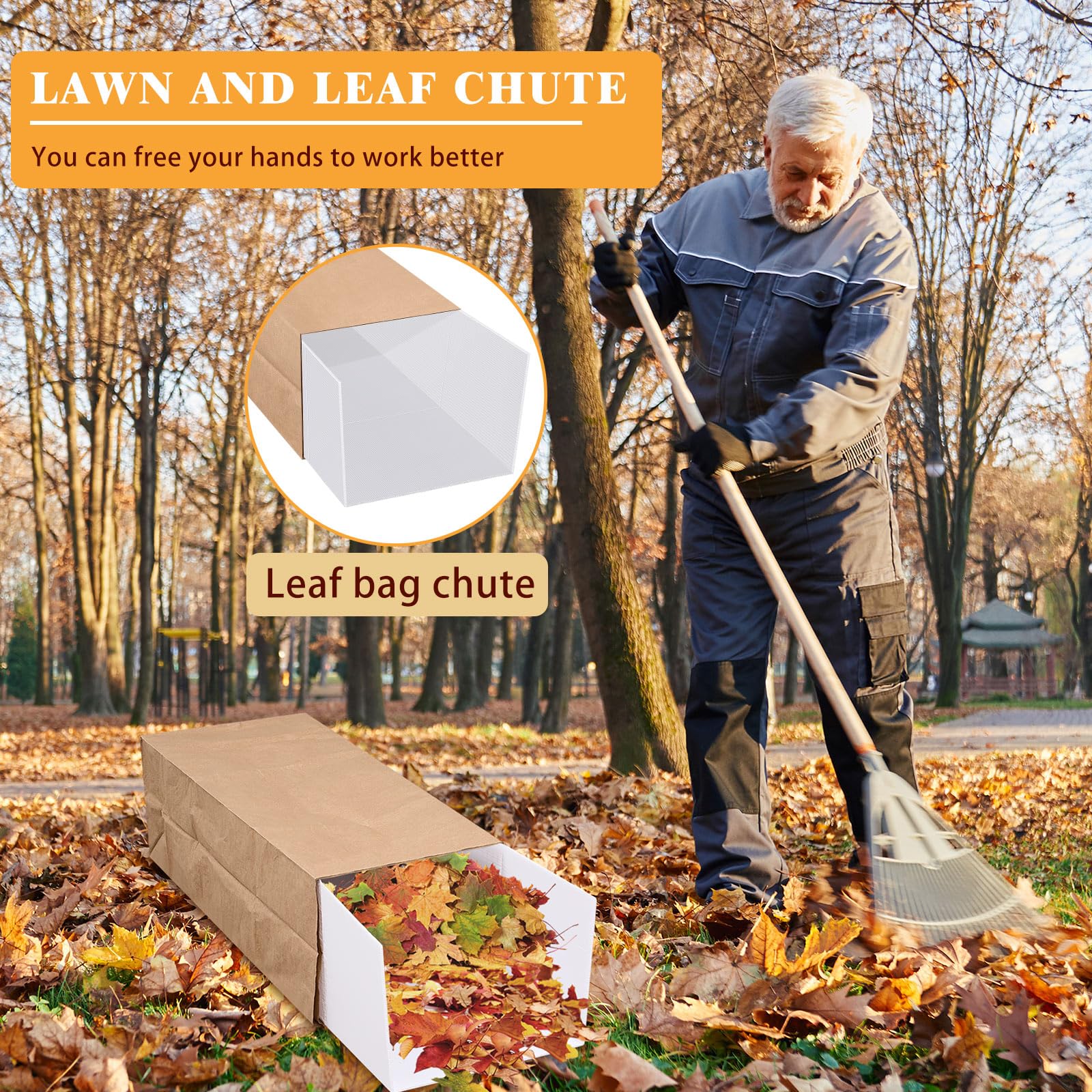 Tioncy 2 Pack Reusable Paper Leaf Bag Holder - Lawn Leaf Chute for Easy Yard Debris Collection, No Bending Required | Perfect for Fall Cleanup, Gardening, and Landscaping