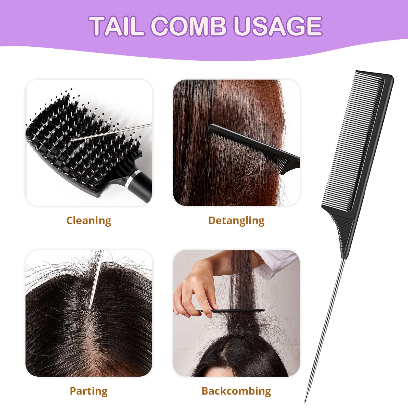 Boar Bristle Detangling Hairbrush for Women, Men & Kids – Smoothing Brush for Curly, Thick, Long or Short Hair – Wet & Dry Use – Curved Vented Design for Faster Blow Drying – Perfect for Home, Travel & Salon Styling (Black)