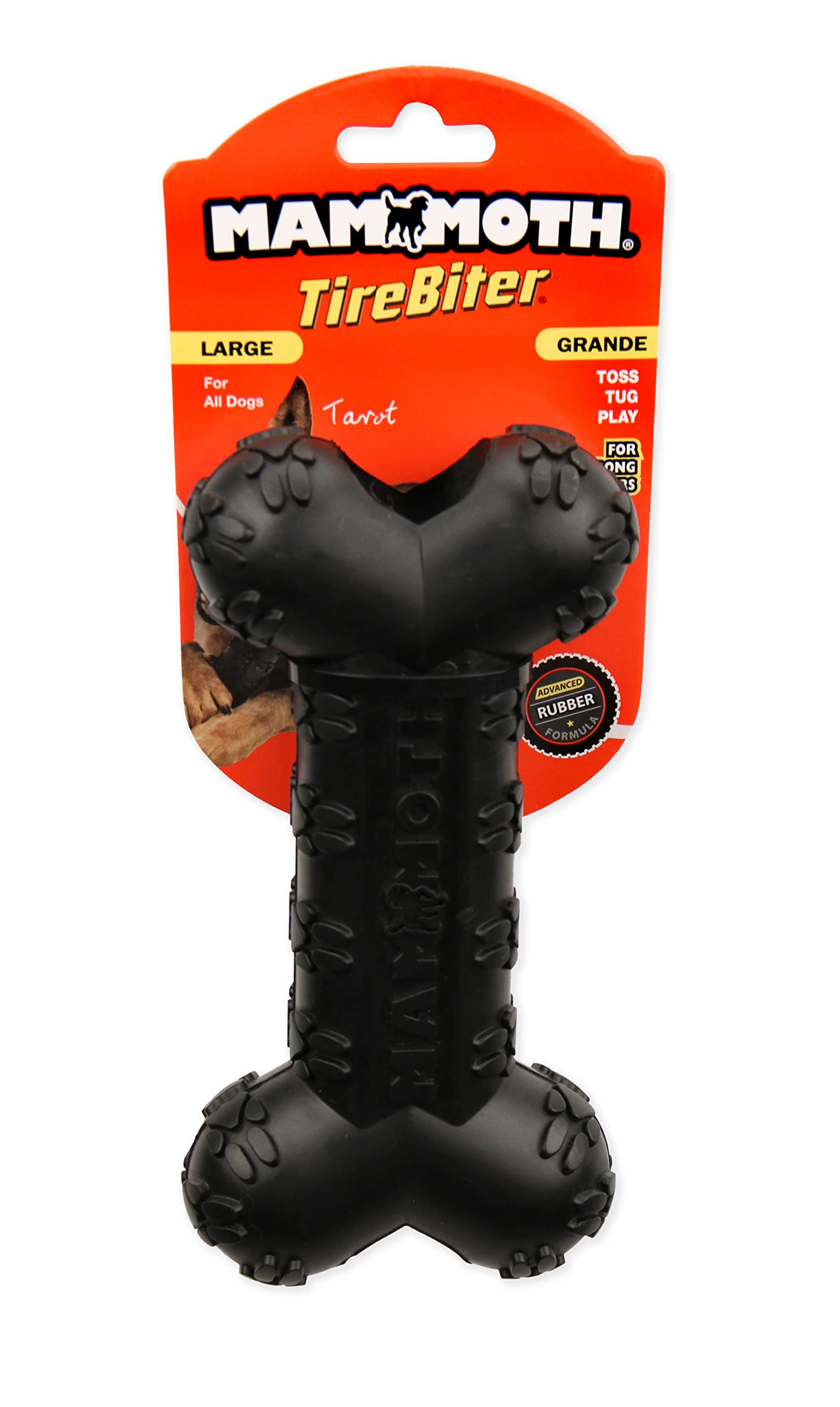 Mammoth TireBiterII Bone with Treat Station – Durable Natural Rubber Dog Chew Toy for Aggressive Chewers – Interactive Long-Lasting Chew Bone for Large Dogs (7.25