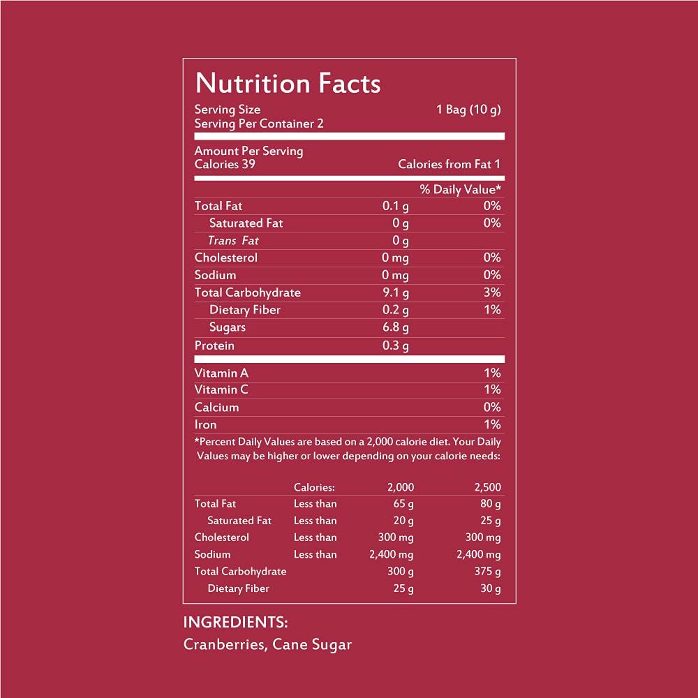 Premium Freeze Dried Cranberries Snacks - Sweet & Tart All-Natural Dried Fruit, Grade A Whole Canadian Cranberries, Gluten-Free Healthy Snacks for Adults & Kids, 0.7oz Individual Packs (6-Pack) - Perfect for Lunchboxes, Hiking & On-the-Go Snacking