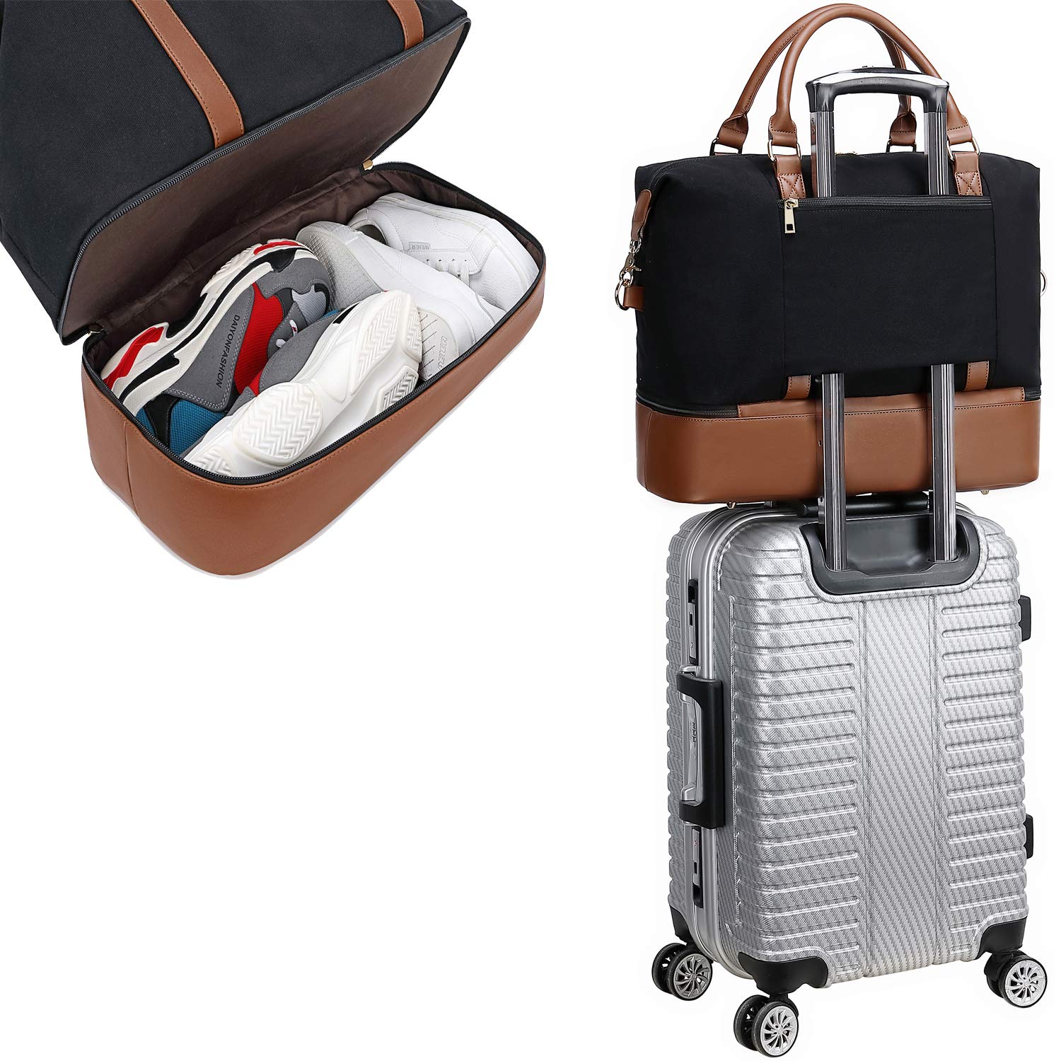 Stylish CAMTOP Women's Travel Tote Bag - Spacious Overnight Weekender Carry-On with Luggage Sleeve & Shoe Compartment - Perfect for Business Trips, Weekend Getaways & Airplane Travel