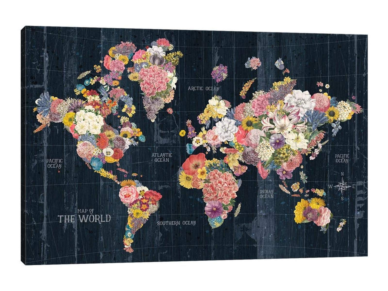 World Map Canvas Wall Art - 18x24 Inch Framed World Map Poster for Office & Living Room Decor - Multicolor Modern World Map Wall Art for Home, Office, or Classroom - Perfect for Travel Lovers & Geography Enthusiasts
