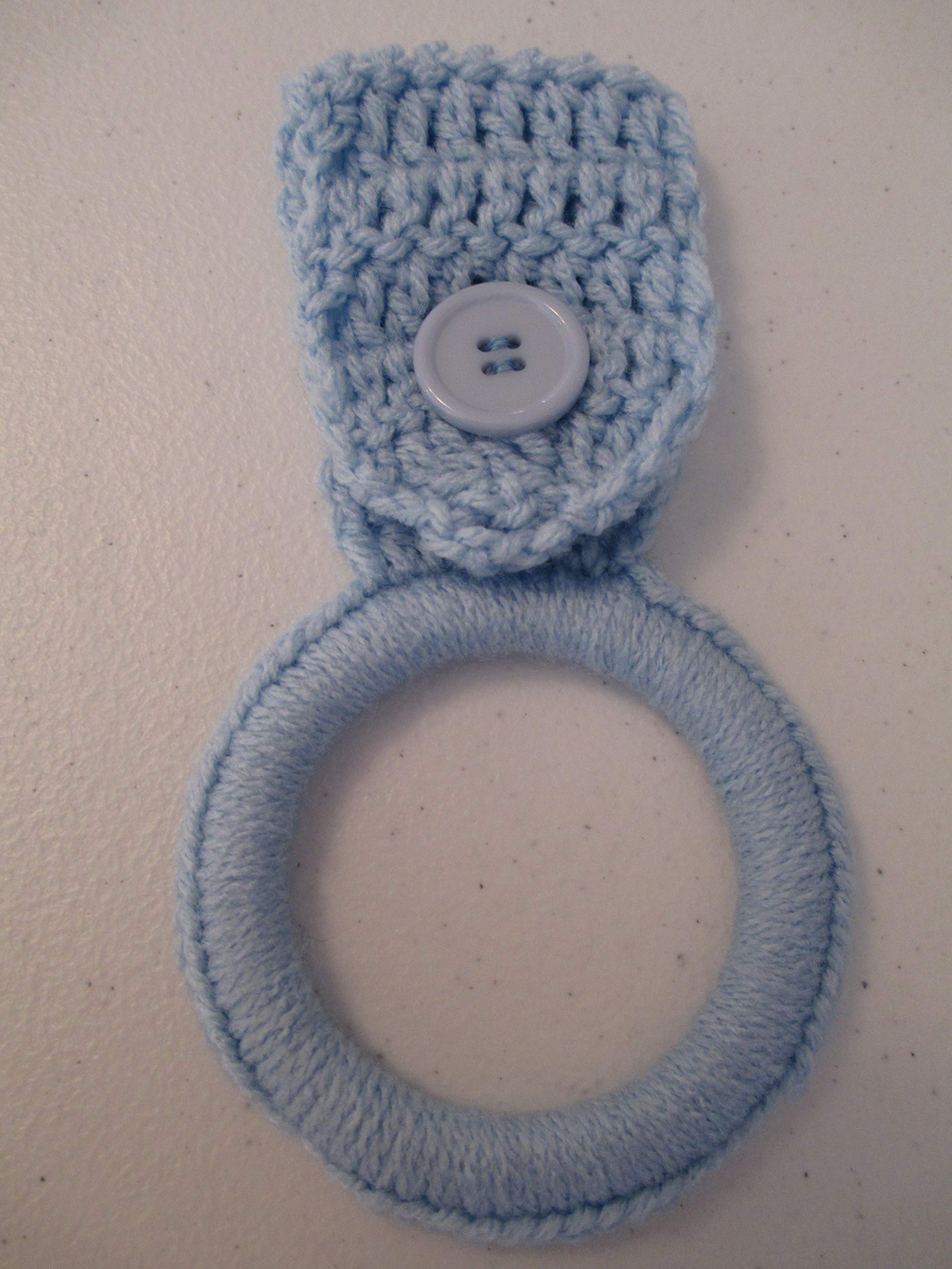 Crocheted Hanging Dish Towel Holder - Light Blue Kitchen Organizer for Utensils & Towels | Perfect for Farmhouse, Rustic & Boho Home Decor