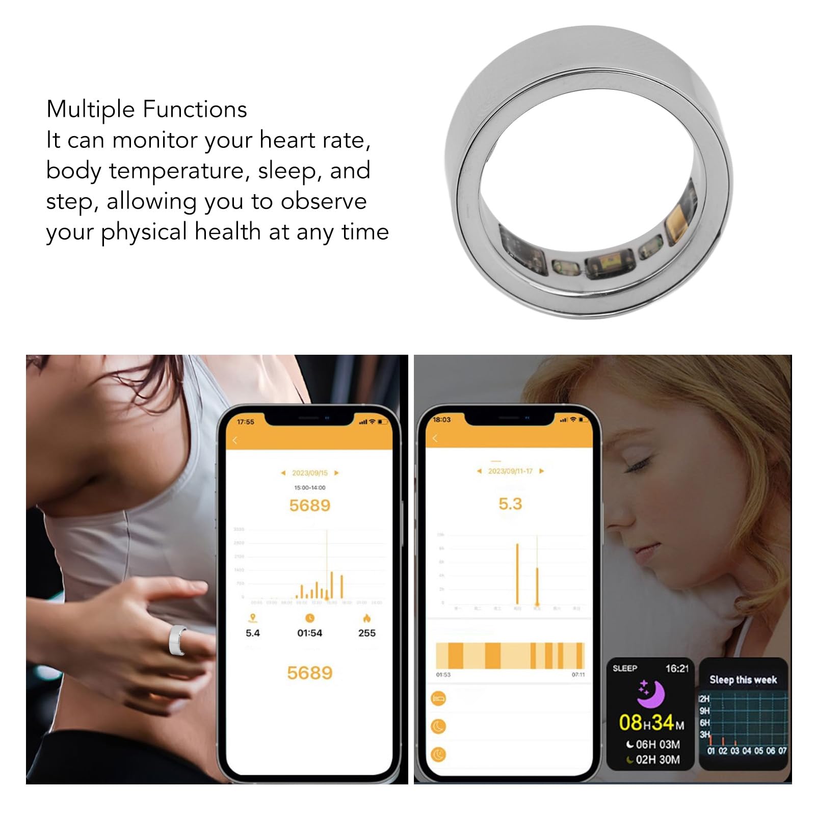 Smart Health Ring for Women & Men - Fitness Tracker with Sleep Monitoring, Heart Rate, Temperature, Blood Oxygen & Step Counter | Perfect for Workouts, Sleep Analysis & Daily Health Tracking