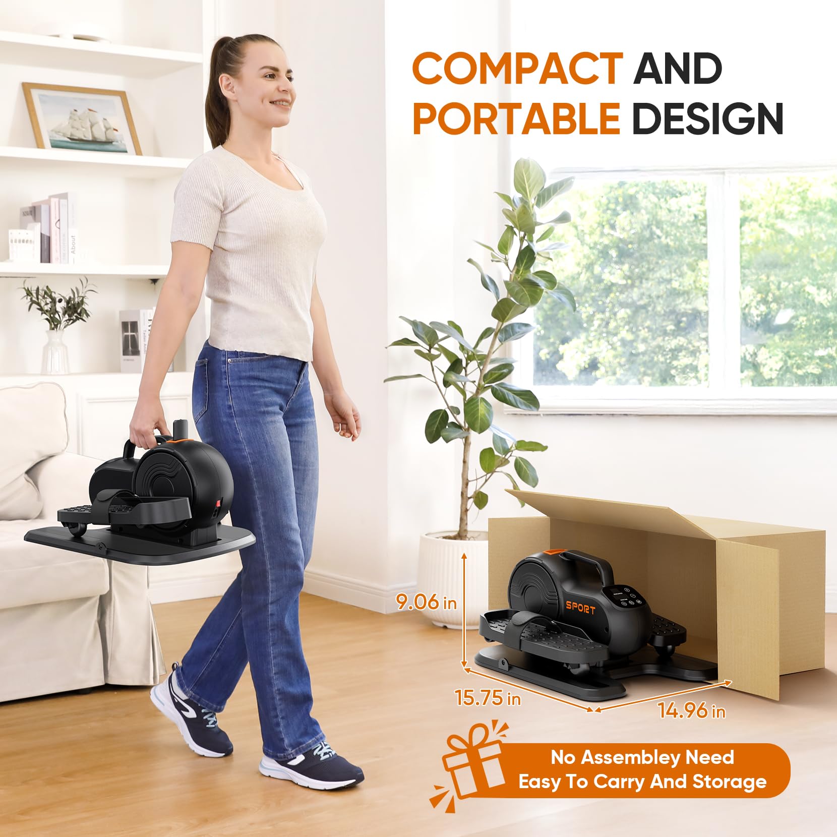 Dripex Under Desk Elliptical Machine - Electric Leg Exerciser with 10 Speed & Resistance Levels, Remote Control - Compact Seated Pedal Exercise Equipment for Home & Office Workouts - Perfect for Seniors, Office Workers & Home Fitness Enthusiasts