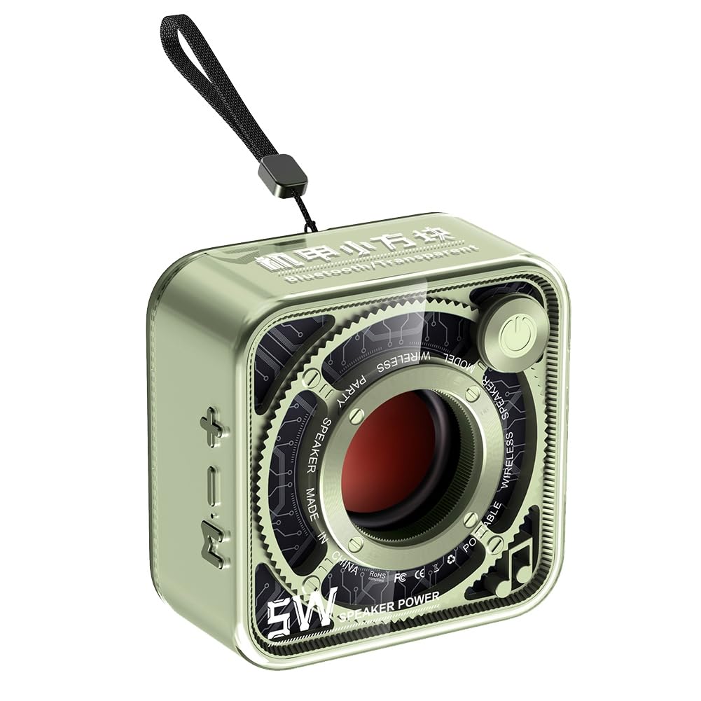 Mecha Style Transparent Bluetooth Speaker - Portable Wireless Outdoor Speaker with HD Call & Powerful Bass, Perfect for Hiking, Camping, Beach & Sports Activities