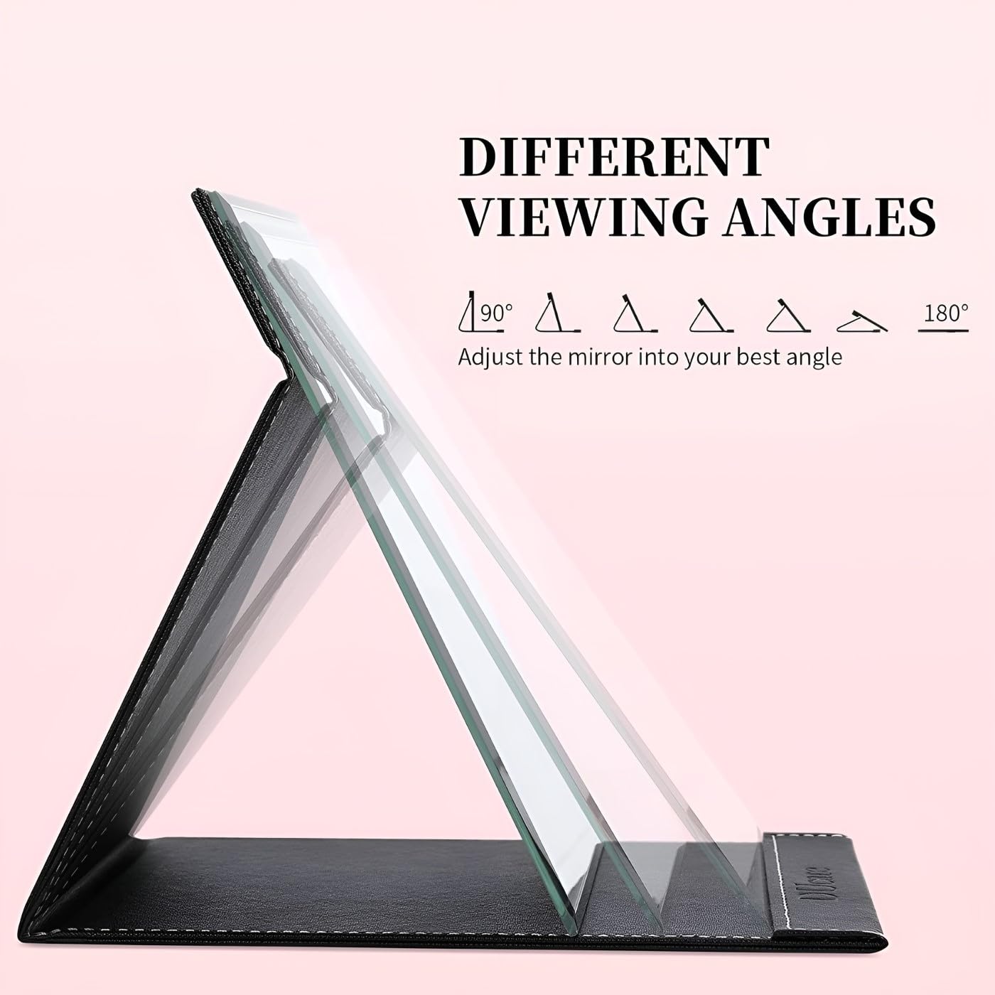 ONICORN Portable Folding Makeup Mirror with Stand - Adjustable Rotation Vanity Mirror for Table Desk, Bathroom & Travel - Perfect for Shower Shaving & Makeup Application (Black, Tabletop Mount, Unframed, Rectangular) - Ideal for Home, Salon & On-the-Go Beauty Routines