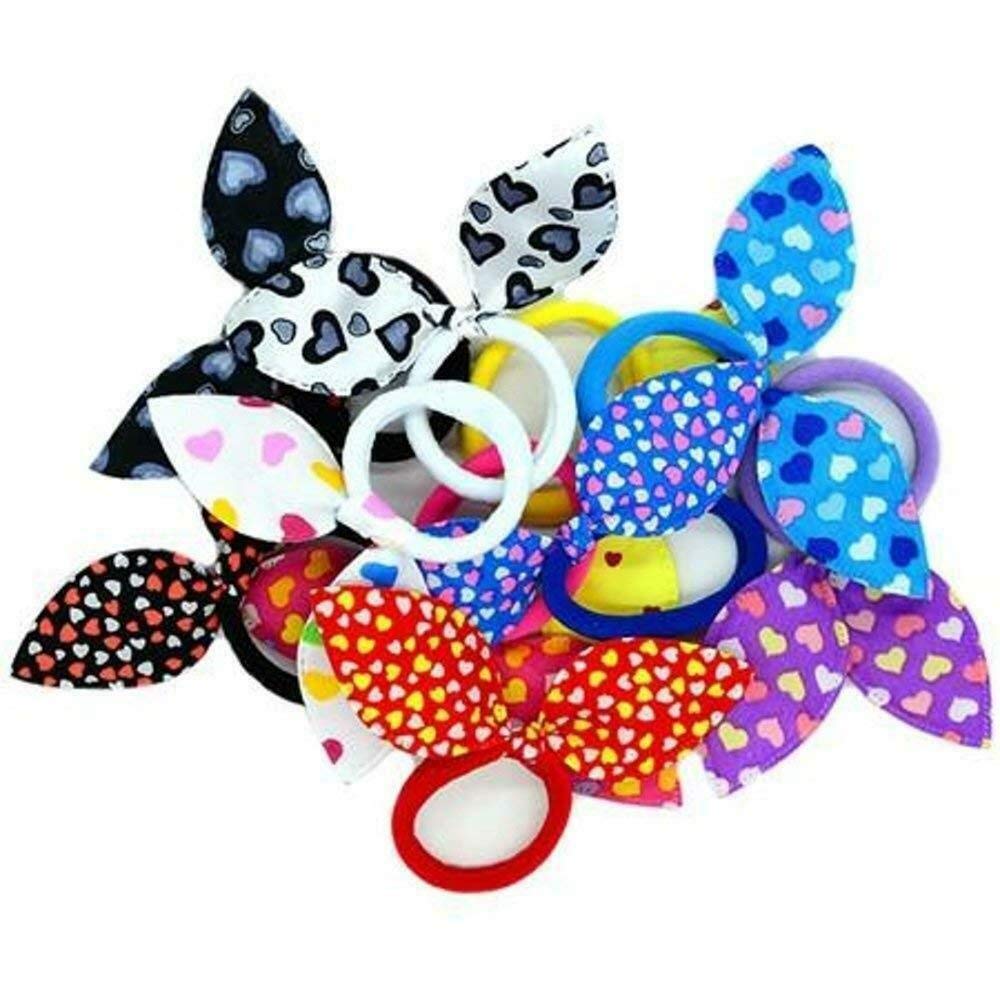 BAKEFY 12 Pack Rabbit Rubber Hair Ties - Thick Cotton Seamless Ponytail Holders for Thick, Heavy & Curly Hair - Soft Hair Elastics & Hair Bands (Perfect for Workouts, Yoga, Office & Daily Styling)