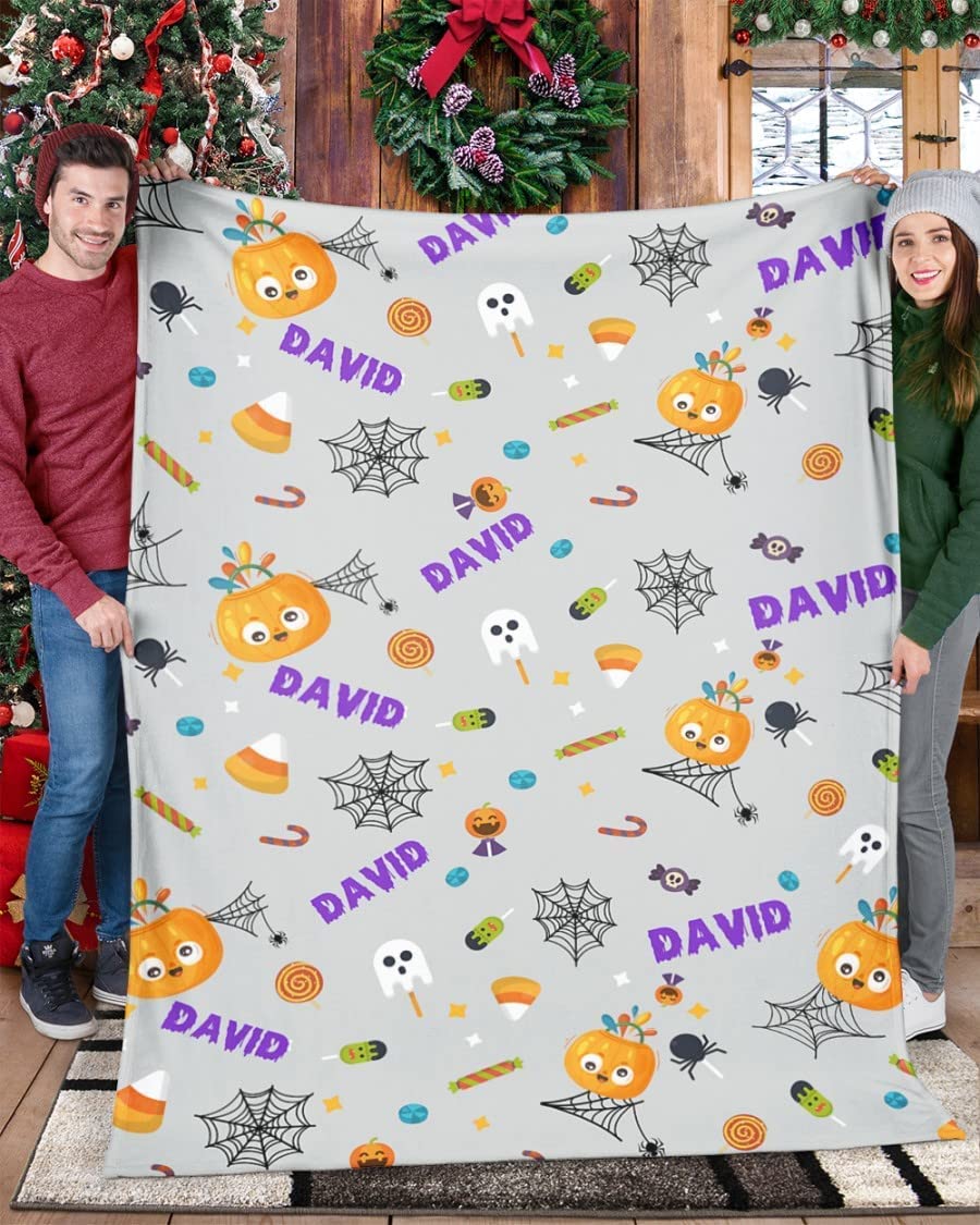 Personalized Halloween Blanket - Custom Horror Movie Fleece Sherpa Throw Blanket for Horror Fans | Scary Movie Watching Blanket | Perfect for Halloween Decor, Horror Movie Nights & Cozy Gift for Horror Enthusiasts