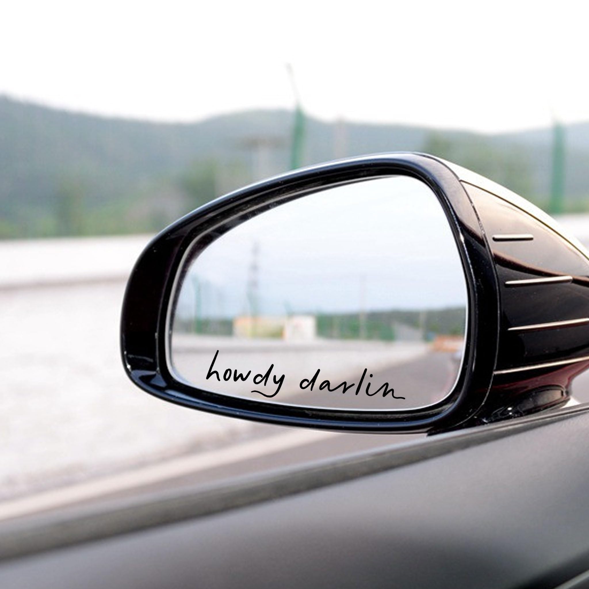 2 Pack Howdy Darlin Car Decals - Western Style Window Stickers with Positive Affirmations for Girls - Rear View Mirror & Car Decor (Black) - Perfect for Truck, SUV & Personalizing Your Vehicle